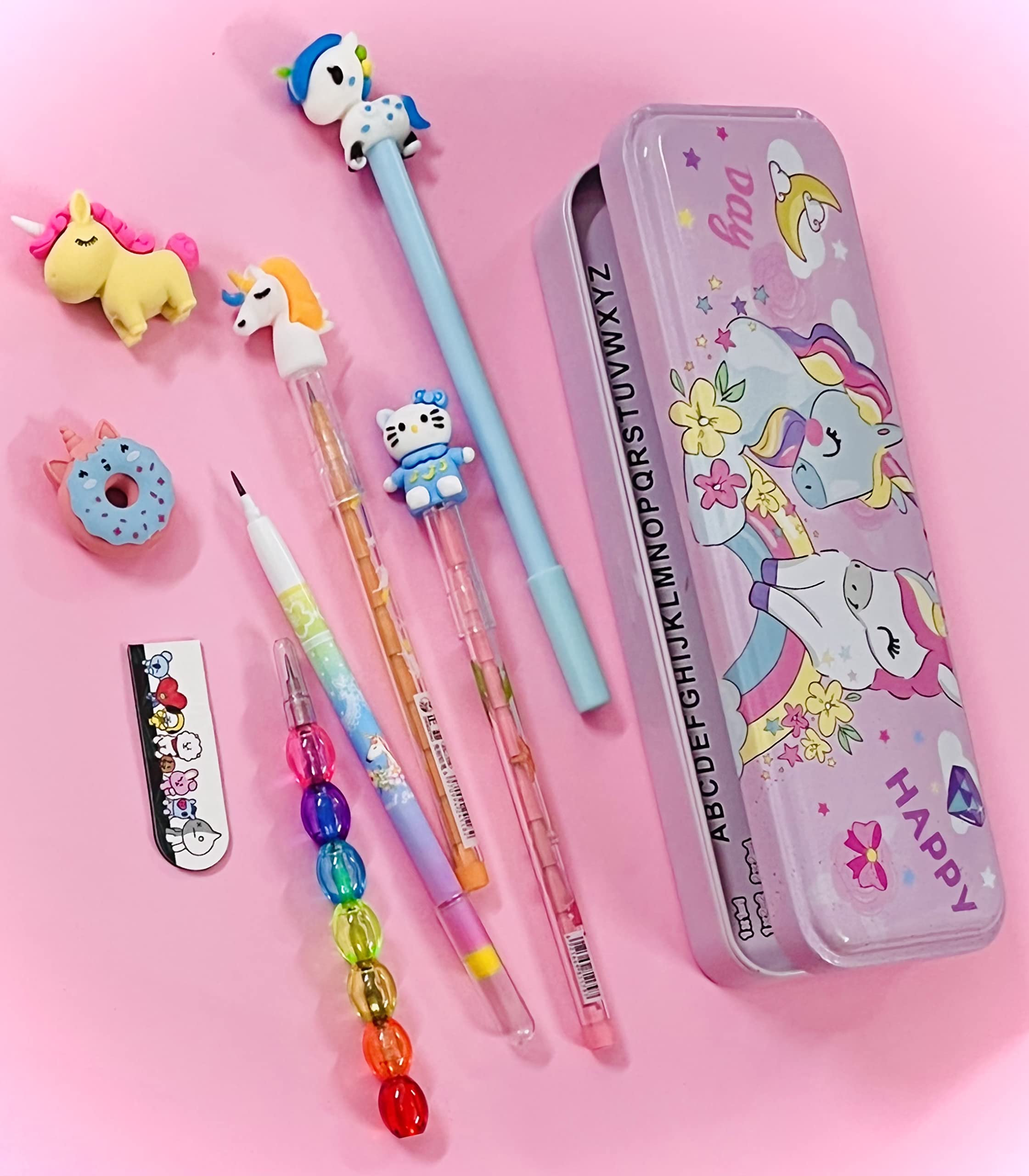 Le Delite Unicorn Pencil Box / Cute Stylish Stationary for Kindergarten,Nursery School Kids / Non Sharpening Pencils Set of 5 Different Shaped Mermaid ,Doll, Unicorn Pencil with Unicorn Eraser (B09S6RJ41R) Amazon Price History, Amazon Price Tracker