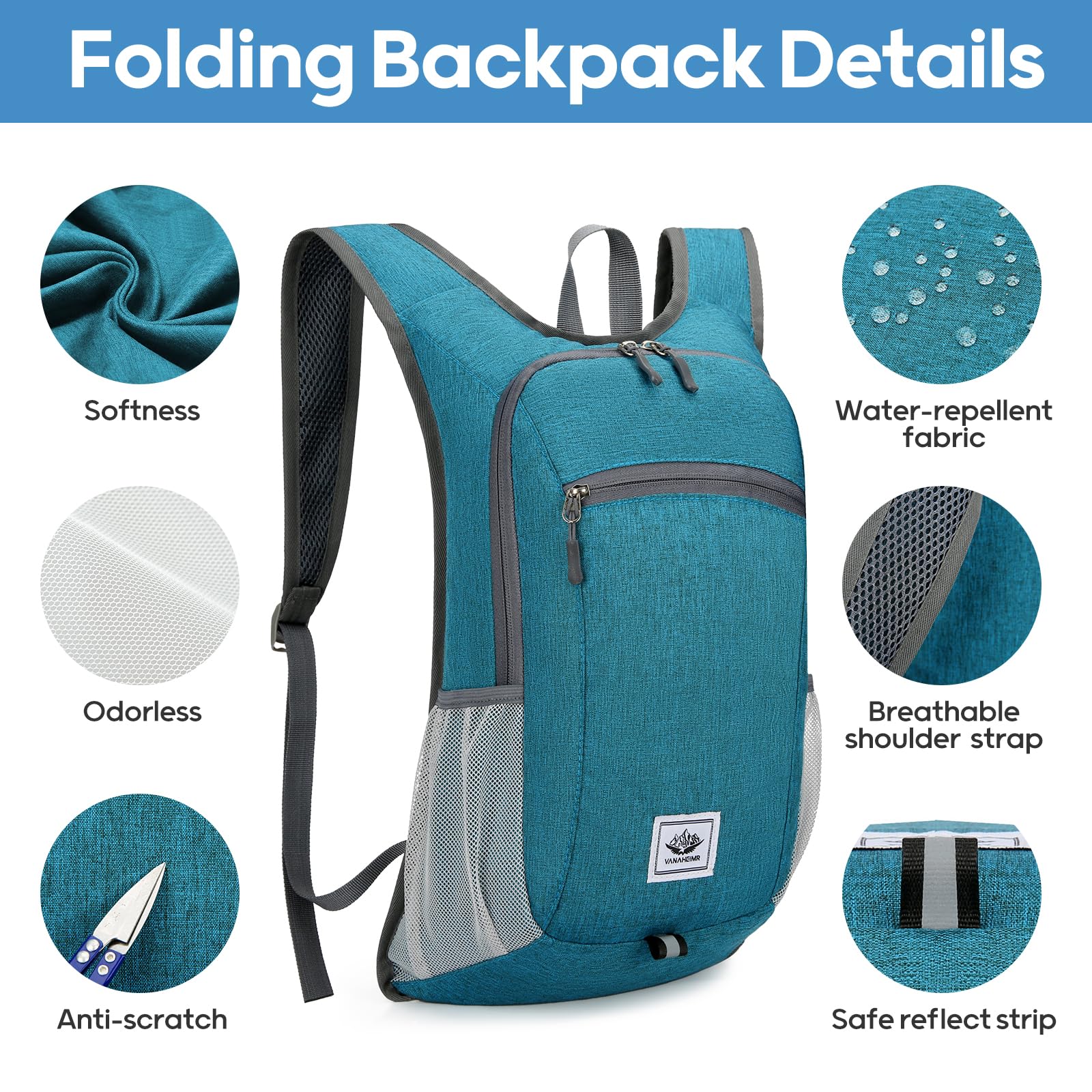 Zusentee Zaino Pieghevole Ultraleggero 16L Zaino Trekking Donna Impermeabile Uomo per Trekking Viaggio Brevi Escursioni Ciclismo Uomo