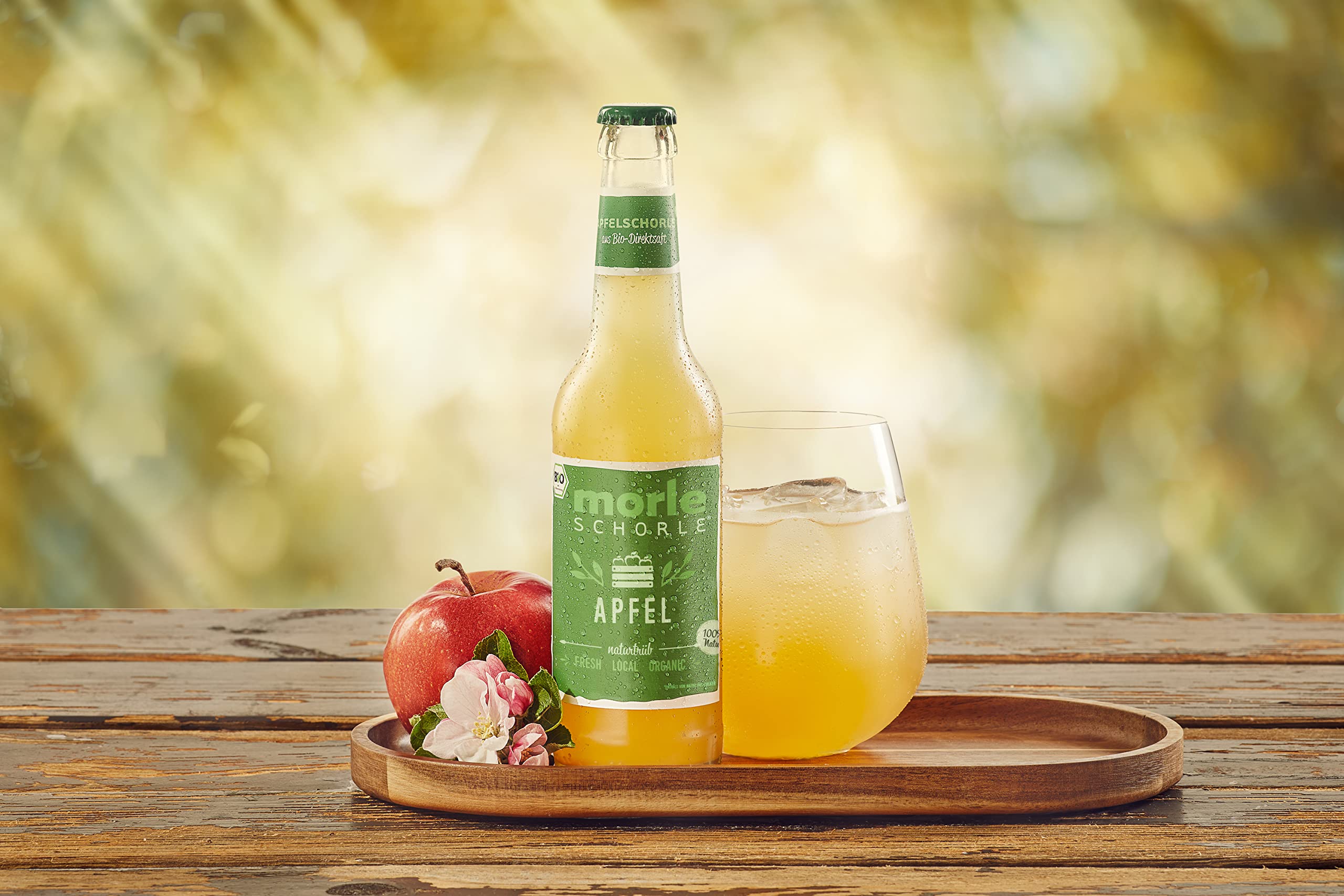 Elbler Morleschorle, spritz di mele, 24 x 0,33 l, spritz di mele Bio, a base di frutta Bio, succo diretto senza zuccheri aggiunti, succo di mela diretto con acqua minerale naturale