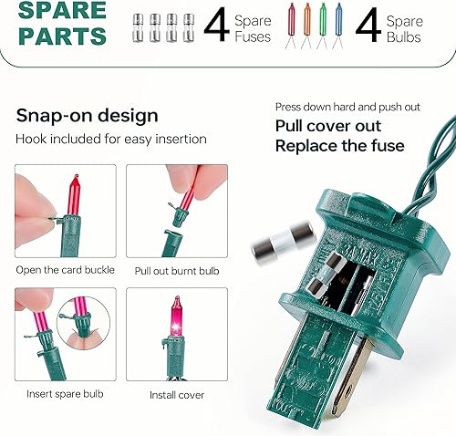 Miniatura 3 de YOUNGAR Paquete de 2 luces de Navidad transparentes, 100 bombillas incandescentes de 23 pies, luces de Navidad al aire libre para árbol de Navidad,