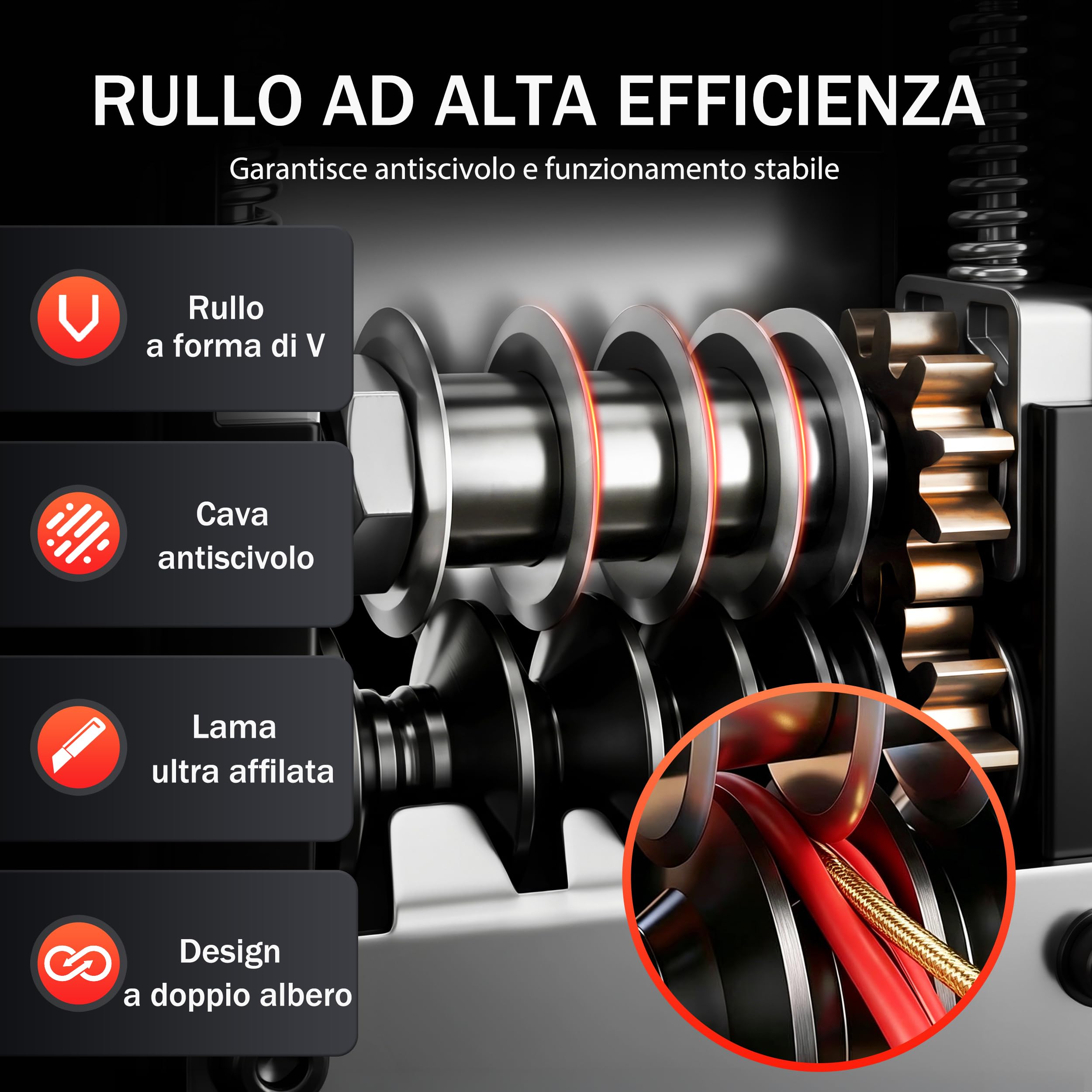 Spellafili Elettrici 3–17 mm, Macchina Spelafili per Rame con Manovella o Trapano, Spelacavi per Riciclo Fili Elettrici con 6 Canali e 5 Lame, Spelafili Professionale (Nero)