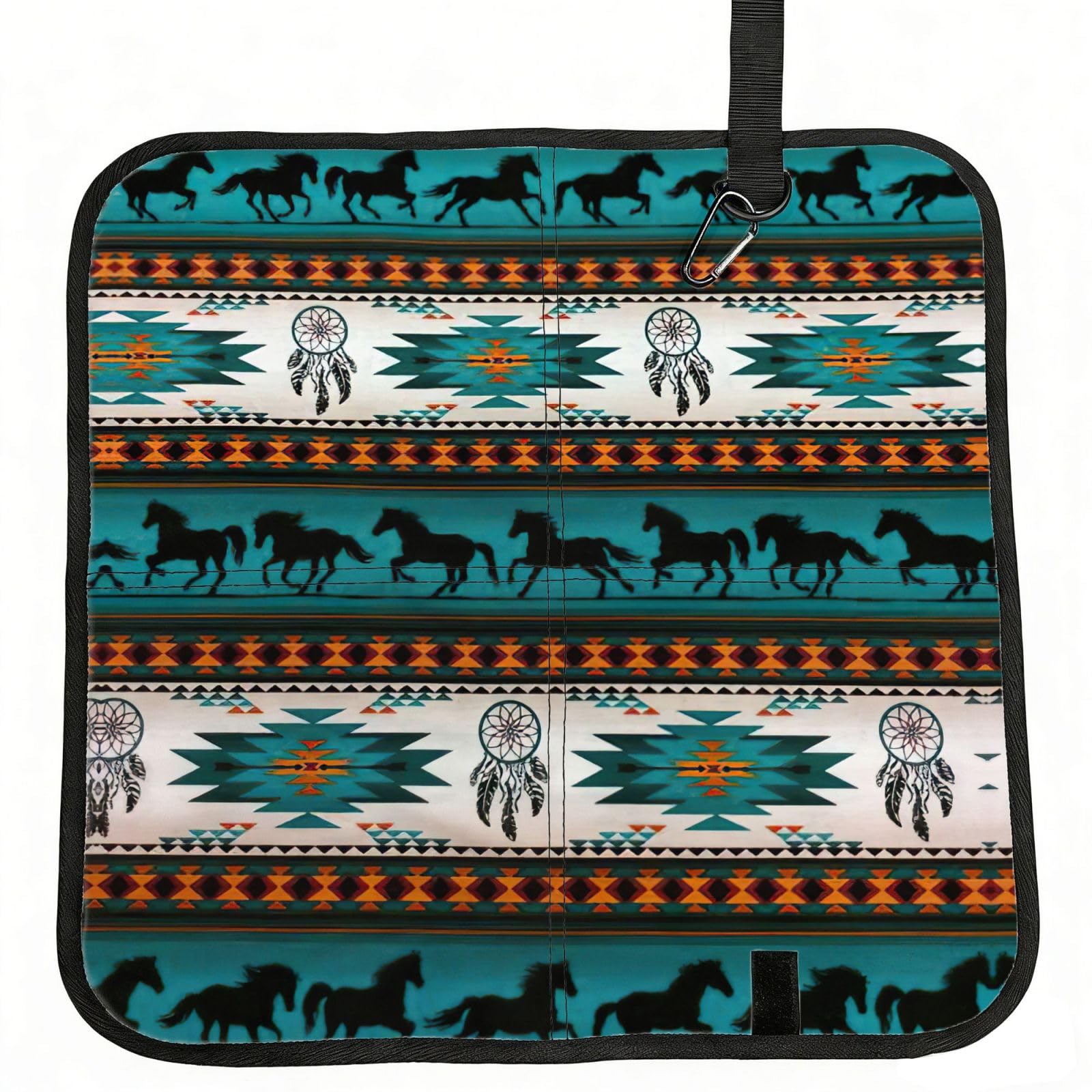 KAPPTYY Horse Printed Bleacher Seat Cushion PE Foam Filling, Foldable Sitting Pad for Concert Stadium Events