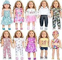 ARTST 10 Set 18 Inch American Girl Doll Clothes - Versatile Outfits, Accessories for Creative Dress-Up & Imaginative Play