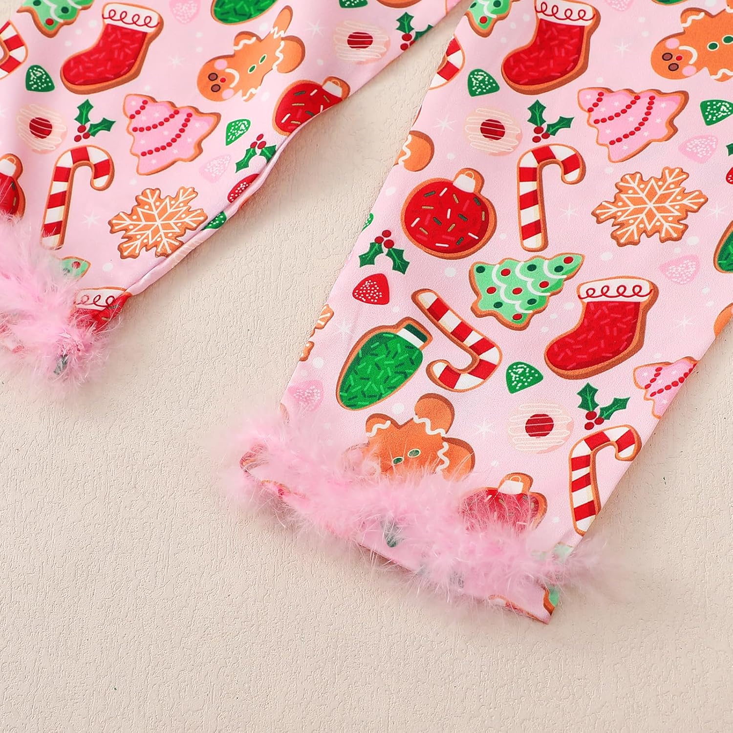 Baby Girl Christmas Pajama Sets Long-Sleeve Button Down Fur Trim Shirt Matching Pants 2 Piece Lounge Set Sleepwear - Image 6