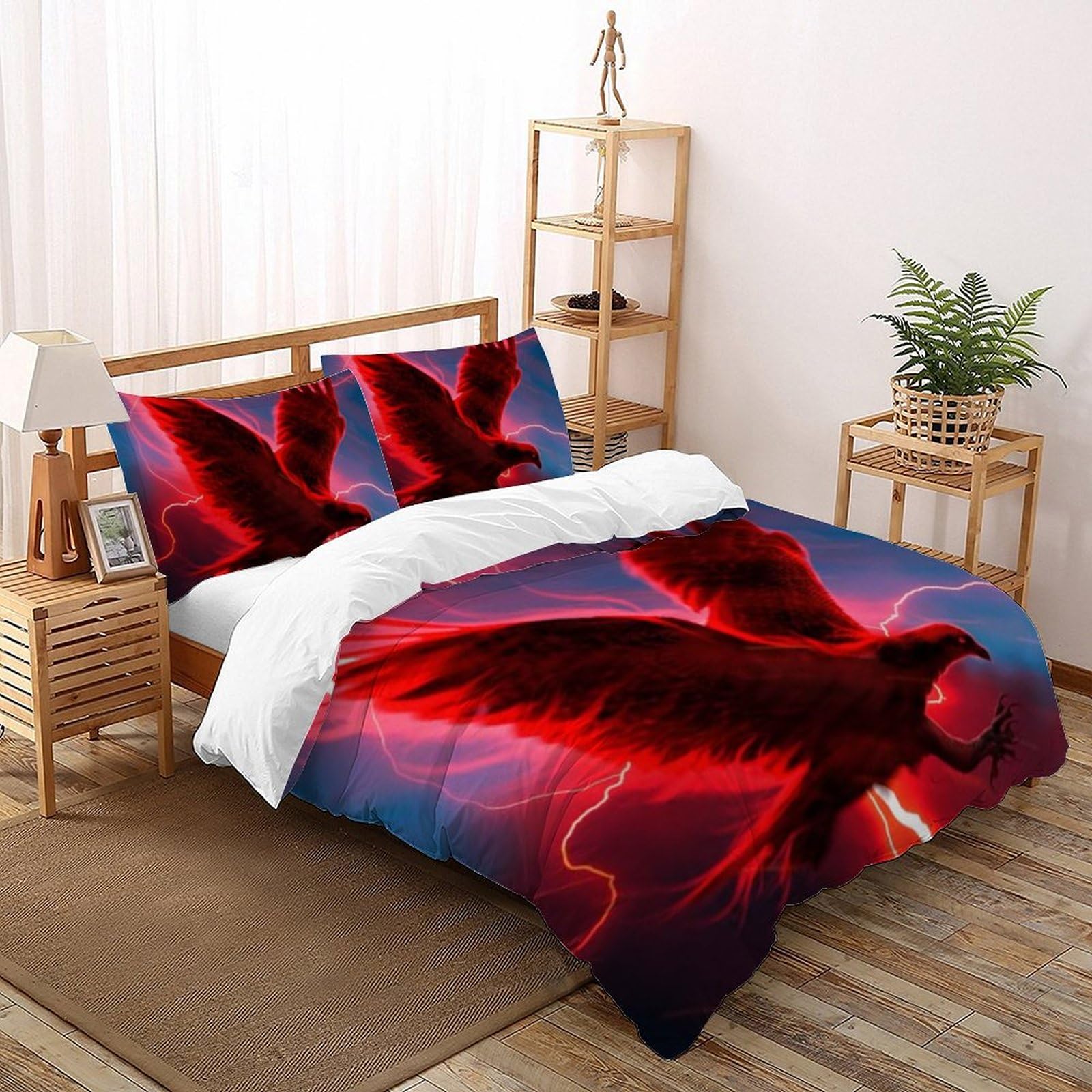Housse de couette King animaux flying imprimé 3D en microfibre avec fermeture éclair