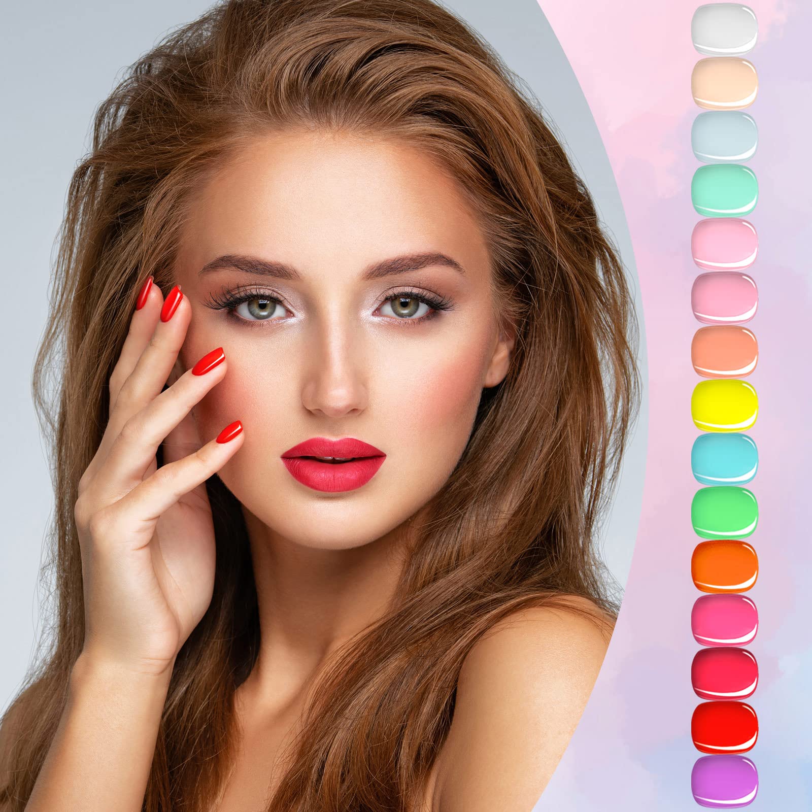 Honoson 720 Pieces Short False Nails Medium Square Artificial Fake Nails Full Cover Fingernails Coffin Press on Nails Glossy False Nails Tips for Women Girls DIY Nail(Stylish Colors)