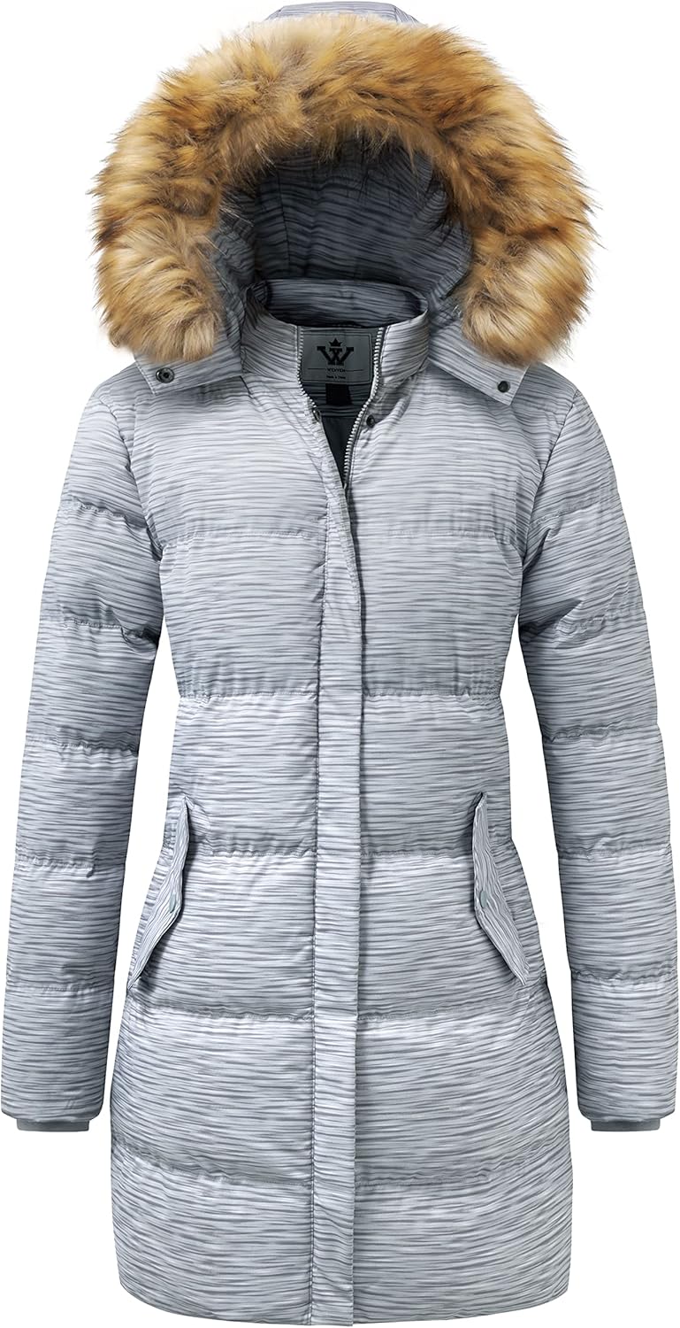 WenVen Women's Winter Thicken Puffer Coat Warm Jacket with Faux Fur Removable Hood