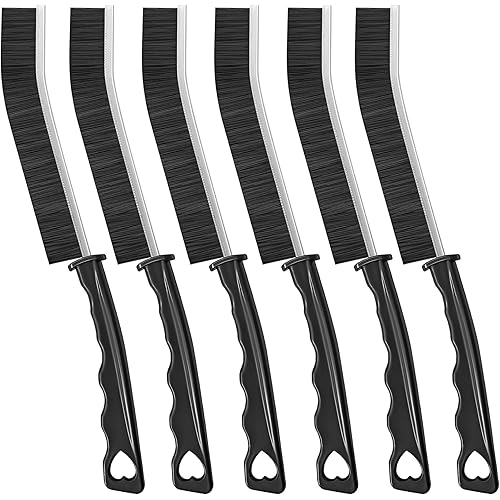 4TH Multi-Purpose Hard Bristle Crevice Cleaning Brush -Deep Cleaning Essential Tool for Household Use -Versatile, Durable, Thin Brush to Clean Narrow Spaces -6 Pcs, Black