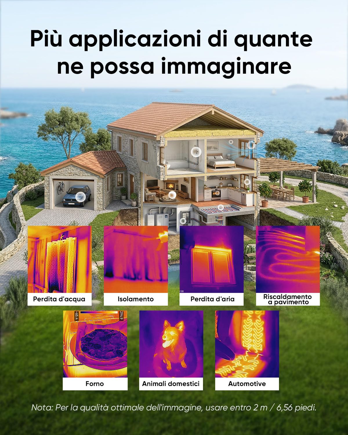 HIKMICRO D02 Telecamera Termica, Risoluzione Superiore 240x240 visibile, SuperScene, Telecamera Termica 96x96, 8 ore di autonomia della batteria, Registrazione video