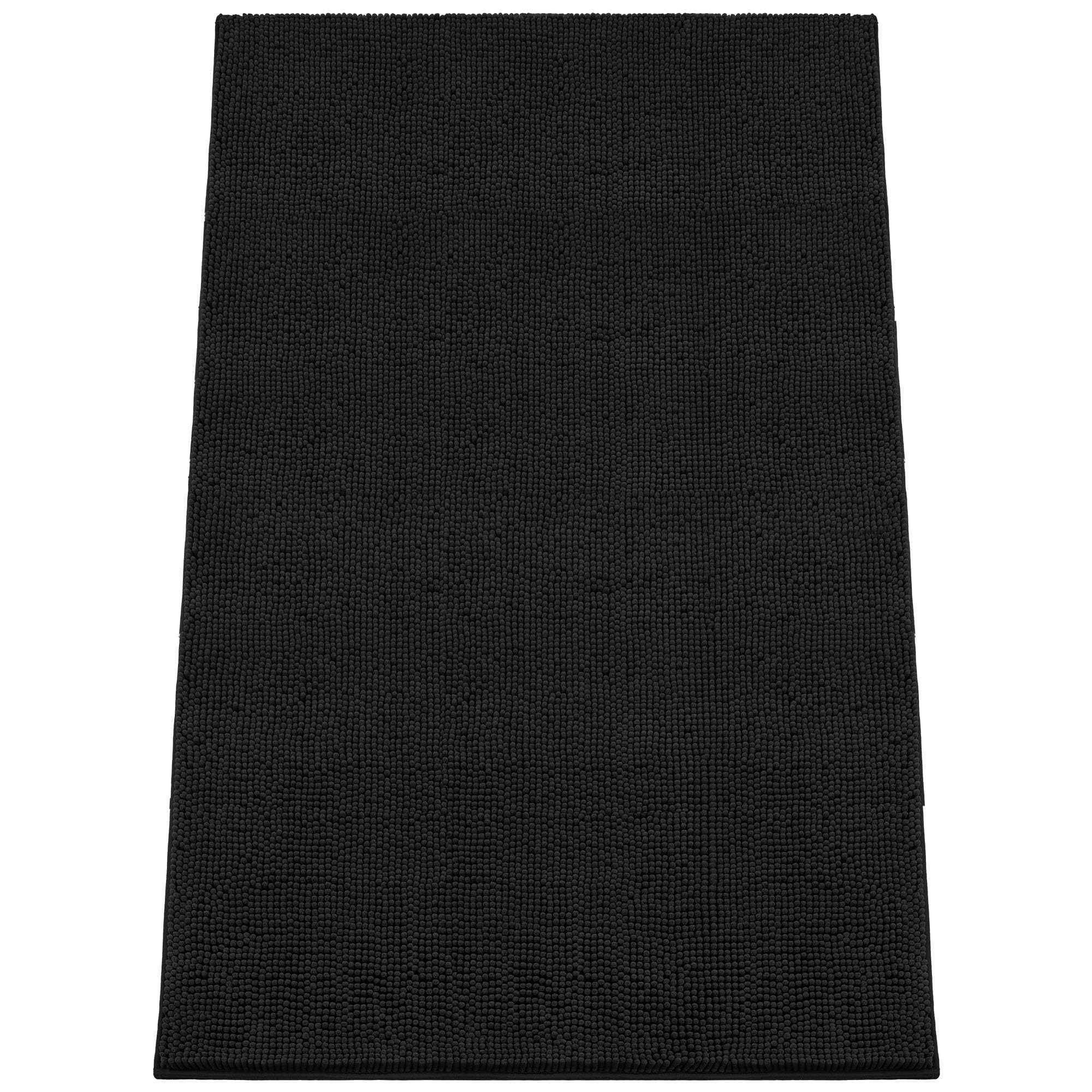 Absorbent Dog Door Mat for Muddy Paws, 72" x 48" Chenille Indoor Mats for Entryway, Trap Dirt Front Door Mat Indoor Entrance Washable Non Slip Soft Black