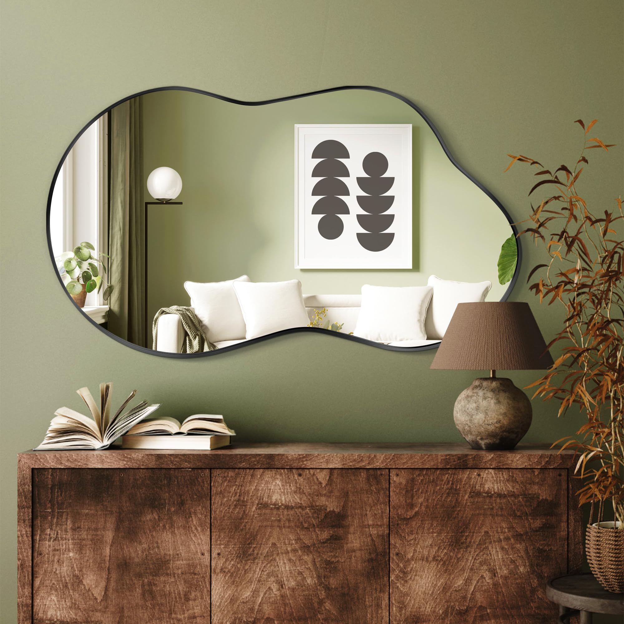 Specchio Da Parete Irregolare, Specchio Decorativo Asimmetrico con Cornice in Lega Di Alluminio Qualità Aeronautica per Bagno, Camera Da Letto, Soggiorno, Ingresso
