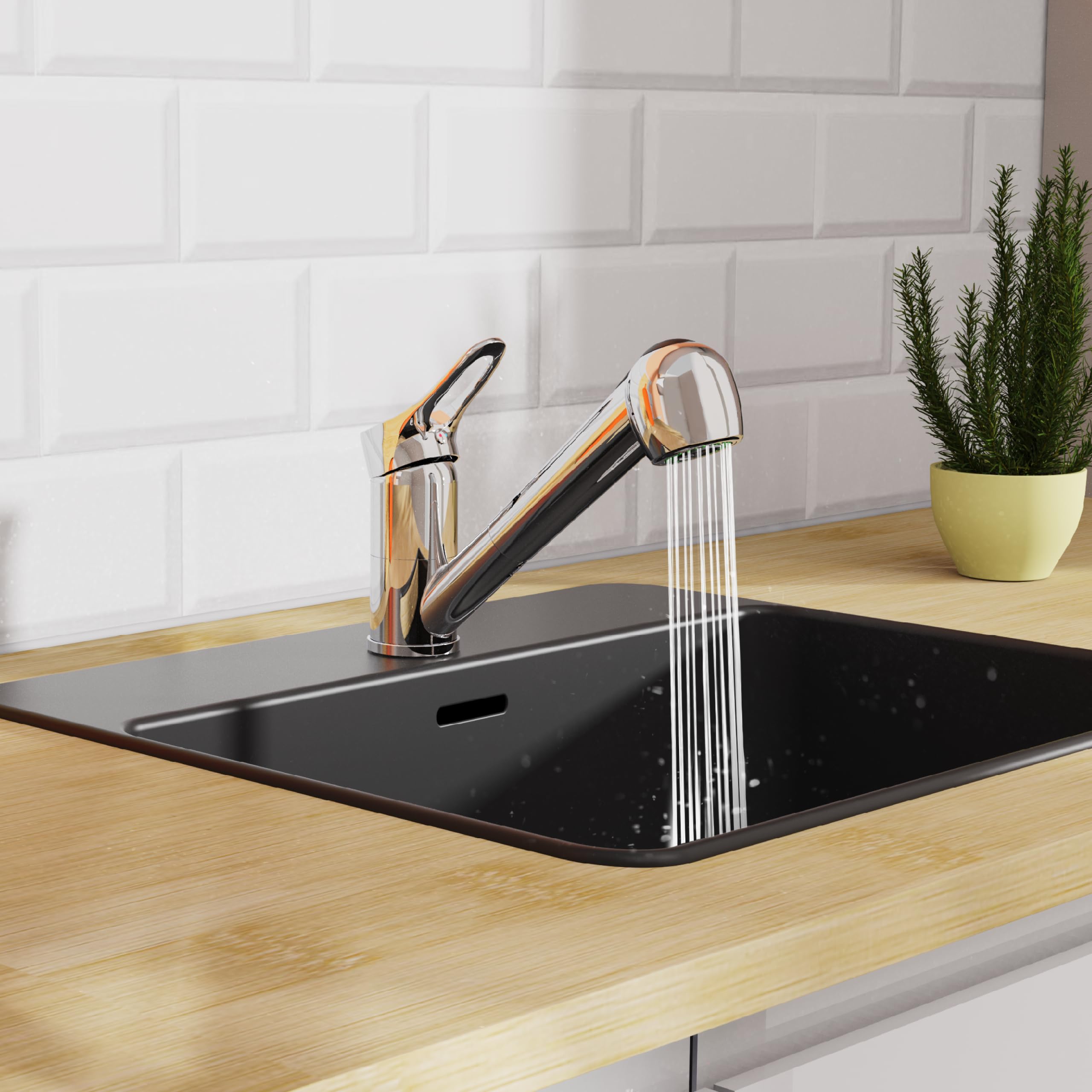 EISL Verona NI183VECR Robinet de cuisine, robinet de cuisine avec douchette extractible, robinet d'évier, chromé