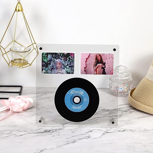 Miniatura 7 de Marco para CD, marcos de fotos de acrílico transparente, magnético, doble cara, pantalla de mesa, paquete de 2, 8.7 pulgadas de largo x 8.7 pulgadas
