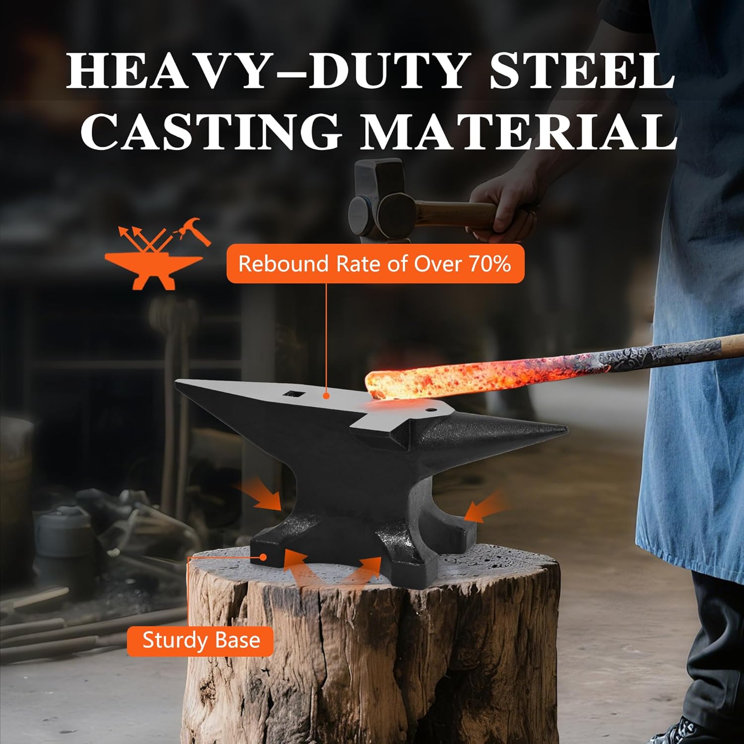 Easmvetaln 65Lbs Cast Steel Anvil, Multi-Head Shaped Steel Anvil, Blacksmith Anvil with Round Horn, Sharp Corner and Step, Professional Metalsmith Tool for Bending, Shaping and Forging, Black