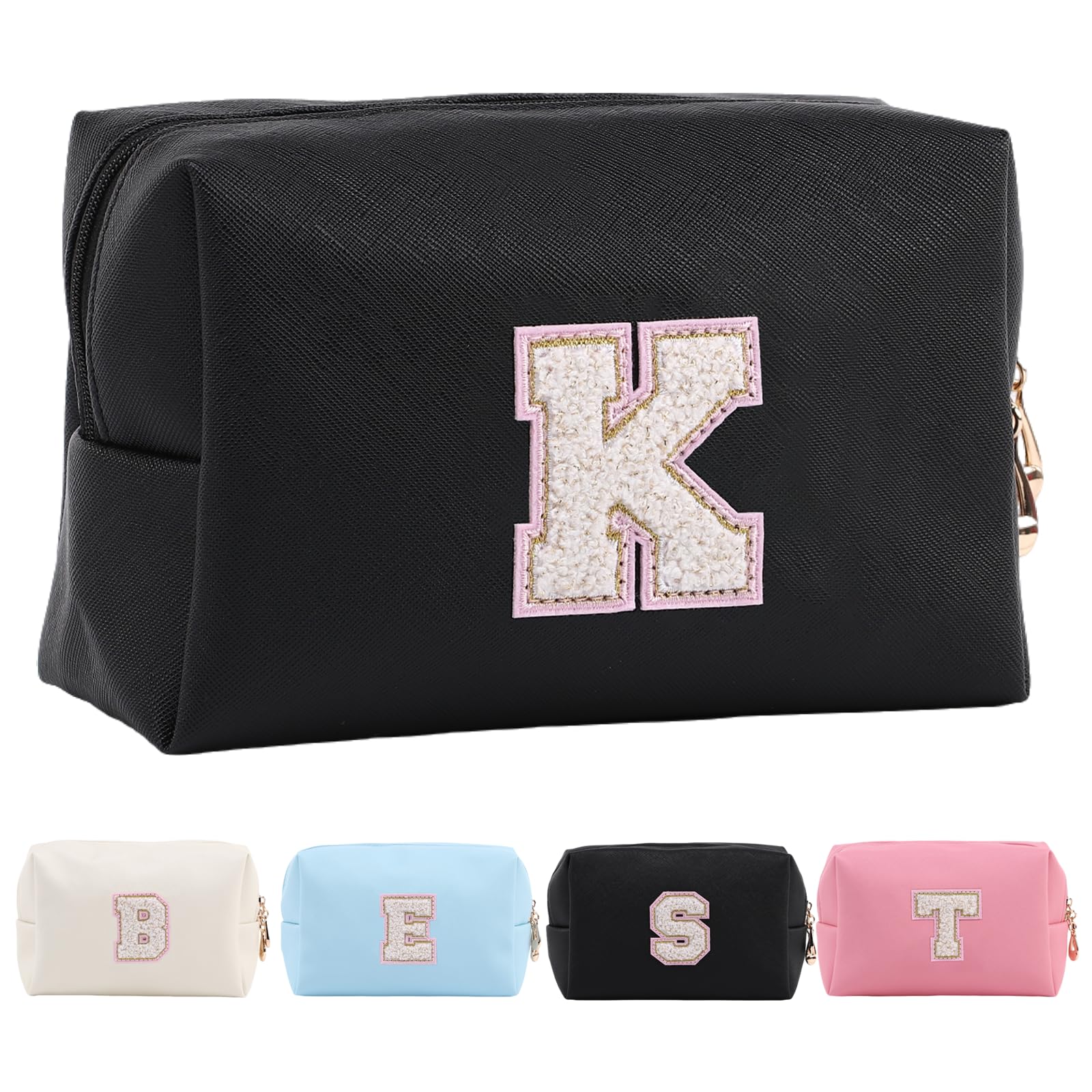 Personalized Makeup Bag,Waterproof Travel Makeup Pouch Cosmetic Bag Birthday Gift for Women Mom，Bride Bridesmaid Cosmetic Bag A-Z — view 73