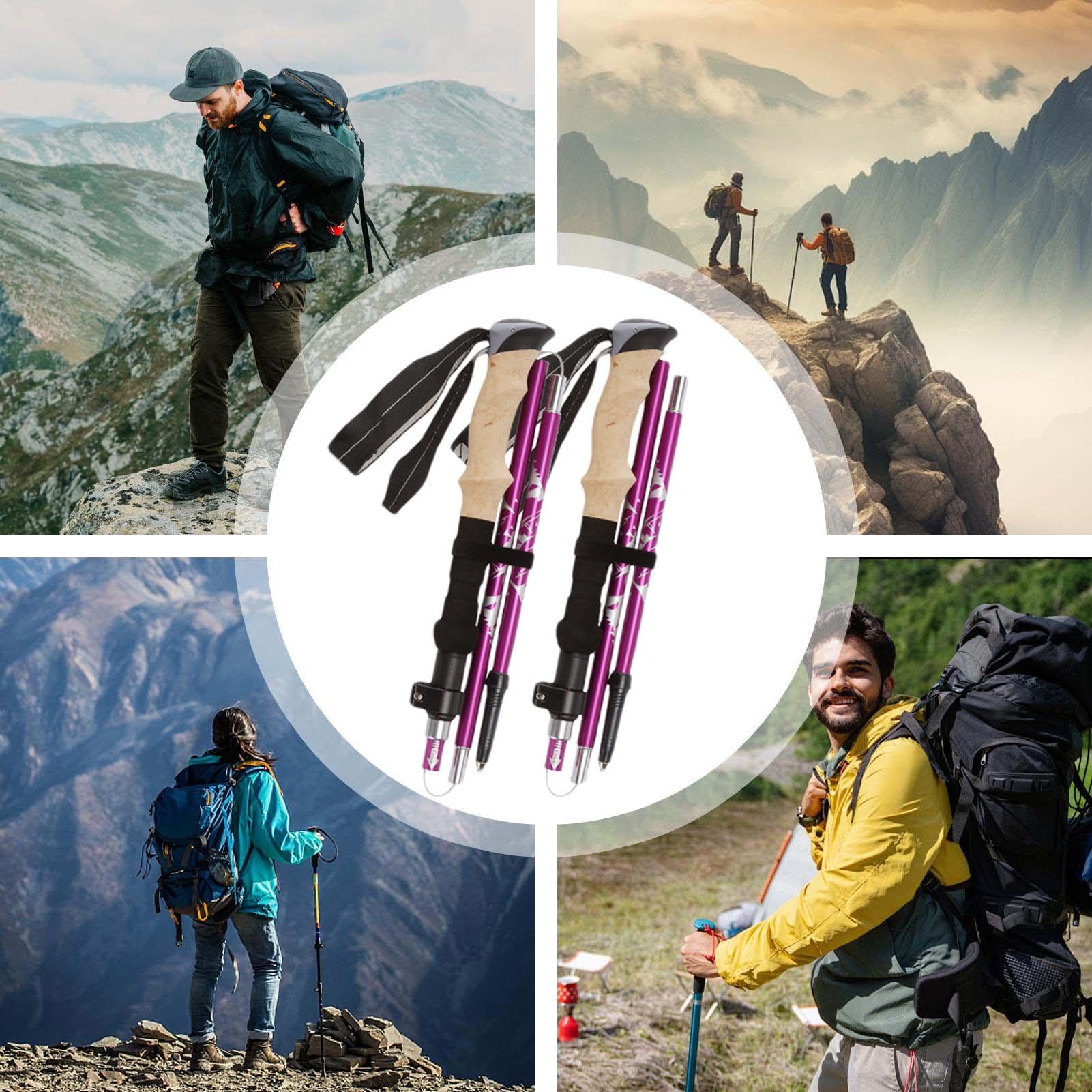Bâtons de randonnée télescopiques pour les voyages, bâtons de randonnée | télescopiques – Poids léger réglable absorbant les chocs pour la randonnée et le trekking | Bâtons de randonnée et de trekkin