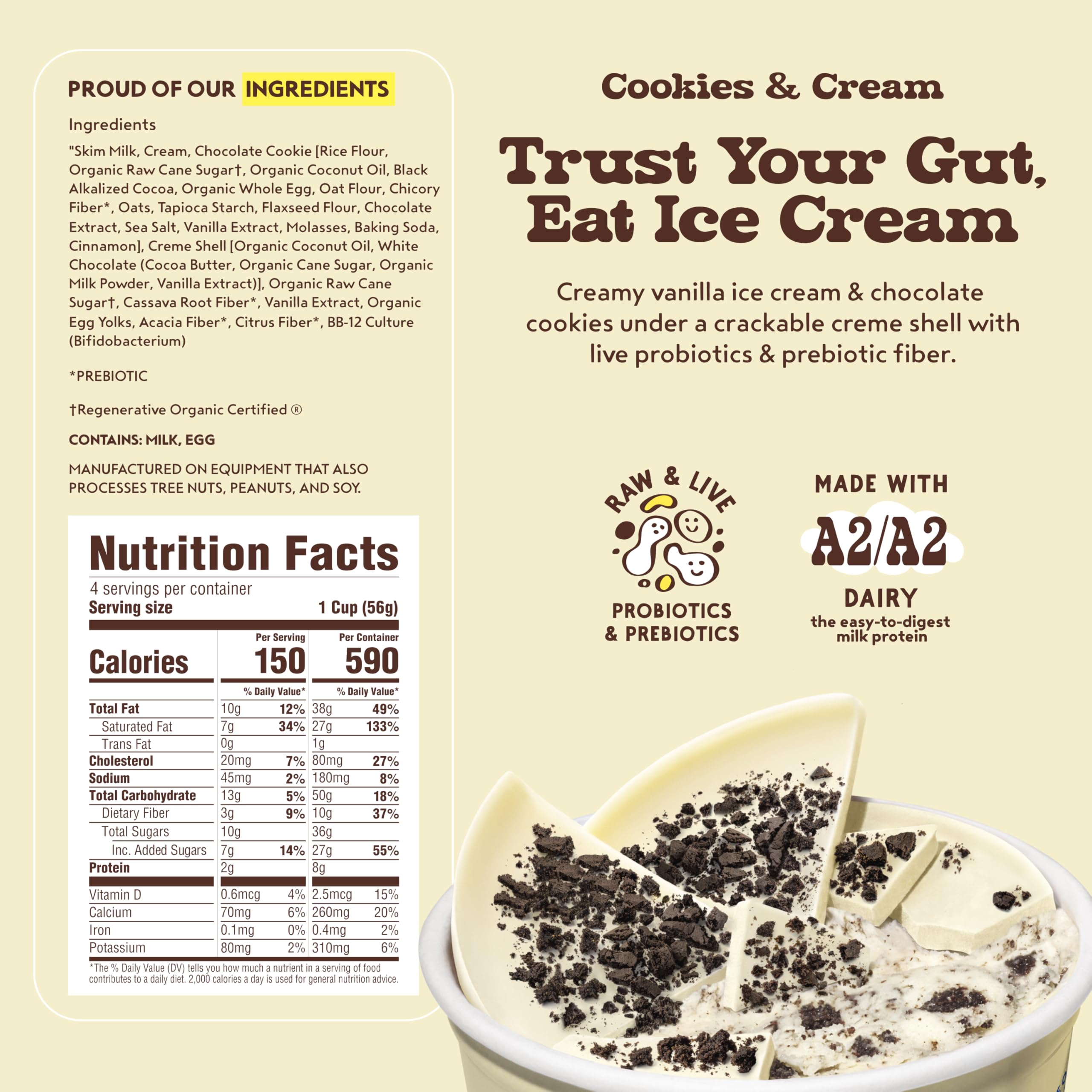 Alec's CULTURE CUP™ Probiotic A2 Dairy Ice Cream - Cookie & Cream