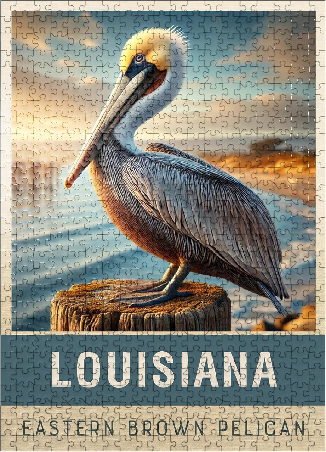 MyPuzzle State Birds Series: Louisiana, Eastern Brown Pelican - Premium 500 Piece Jigsaw Puzzle for Adults