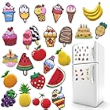 Fruit Fridge Magnets Ice Cream Refrigerator Magnets Fruit Home Decoration Whiteboard Stickers 24 Pieces