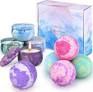 OFUN Bombes de Bain et Bougies Parfumées de 9pcs, Bombes de Bain, Coffret cadeau de bain pour femmes, hommes, filles, spa
