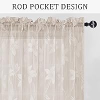 Vista 2 de DWCN Cortinas traslúcidas para cocina, bolsillo para barra de encaje floral beige, 52 x 36 pulgadas, 2 paneles Encaje Beige