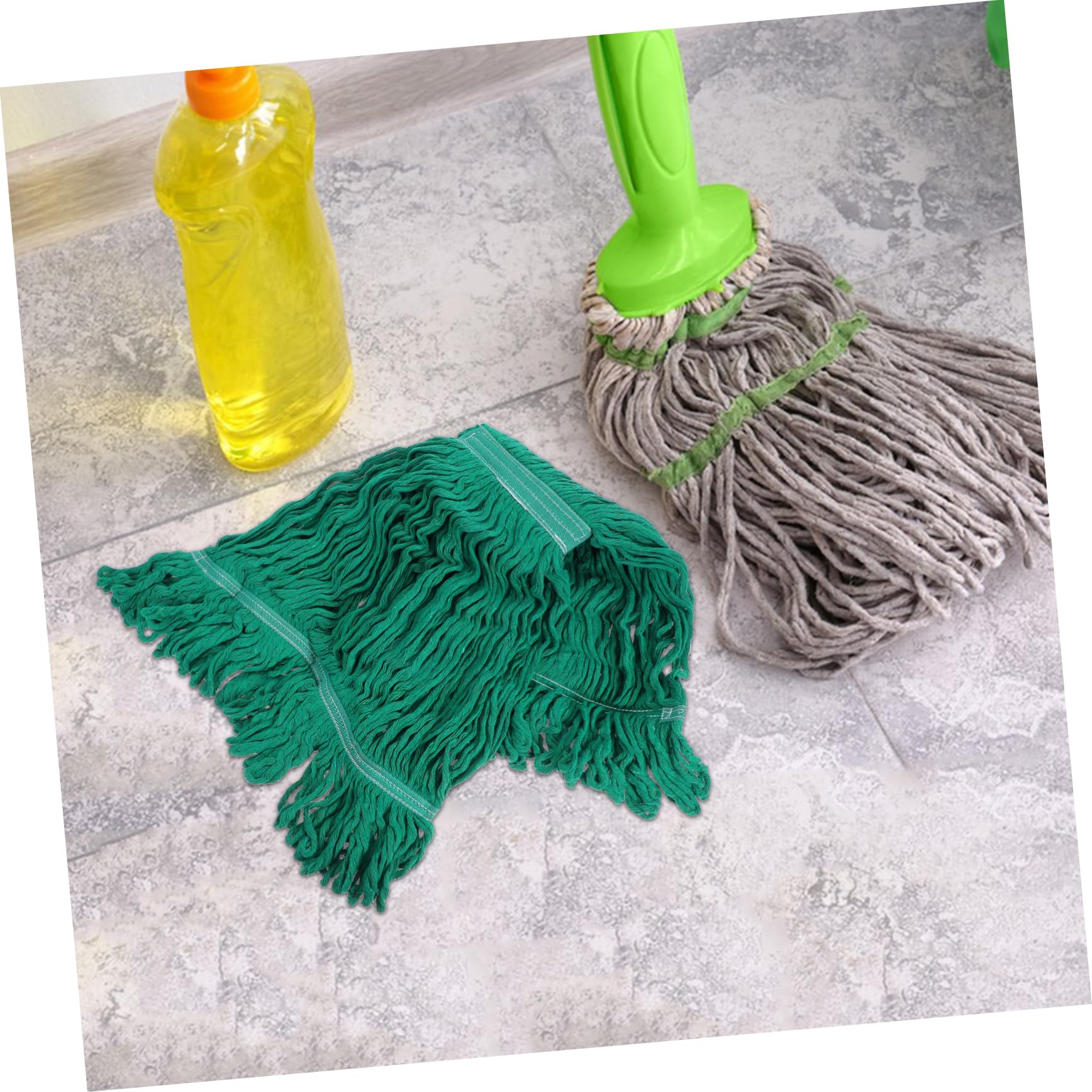Testina di Ricambio per Mop da Pavimento 2 Pezzi, Cotone Verde | Bagno e Cucina, Lavabile e Riutilizzabile, Ricambio per Pulizia di Pavimenti