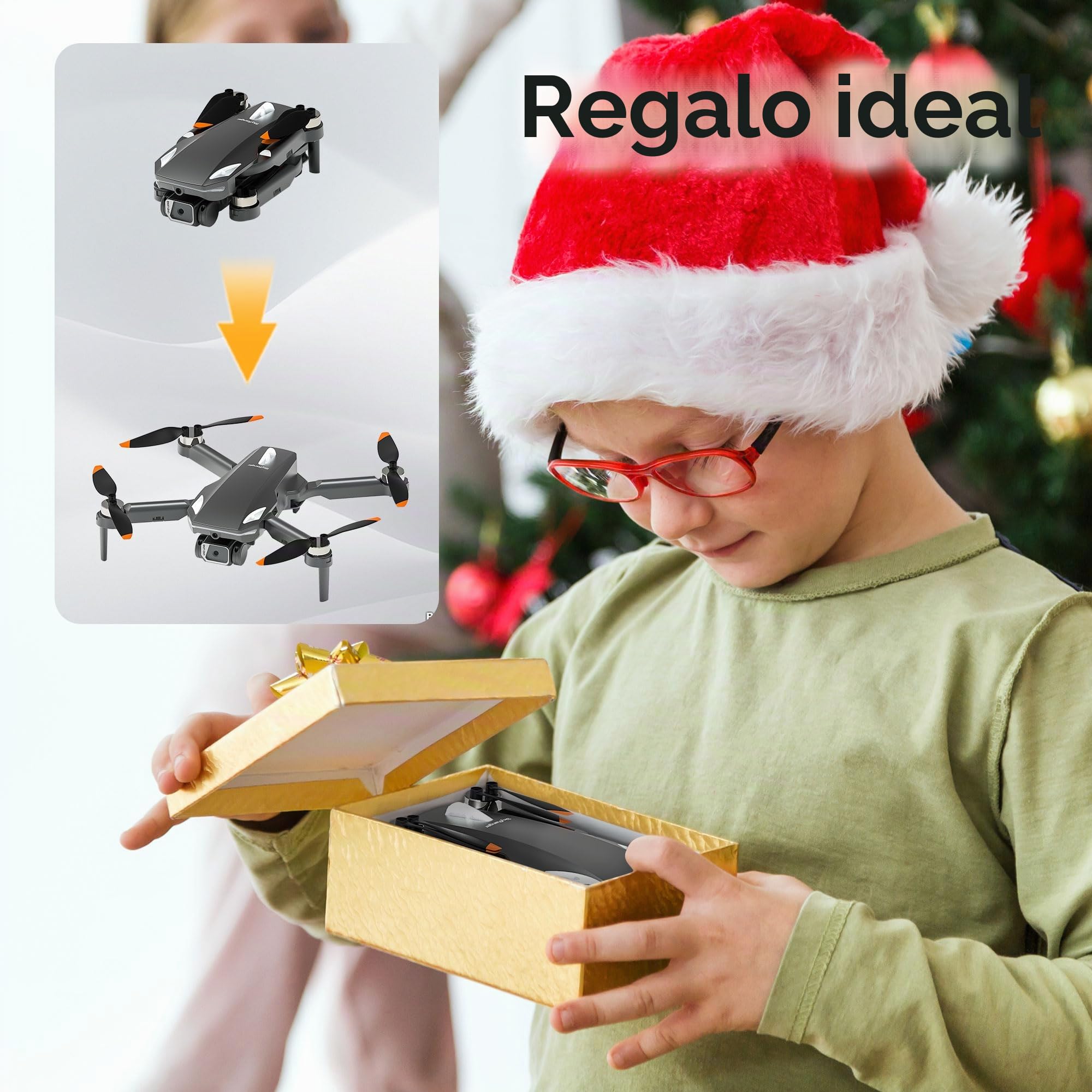 Dron para Niños y Adultos con Camara 1080P HD, RC Plegable Cuadricóptero Dron, Motor Sin Escobillas, Despegue/Aterrizaje con un Solo Botón, 2 Baterías, Juguete para Niño Regalos Cumpleaños (Black)