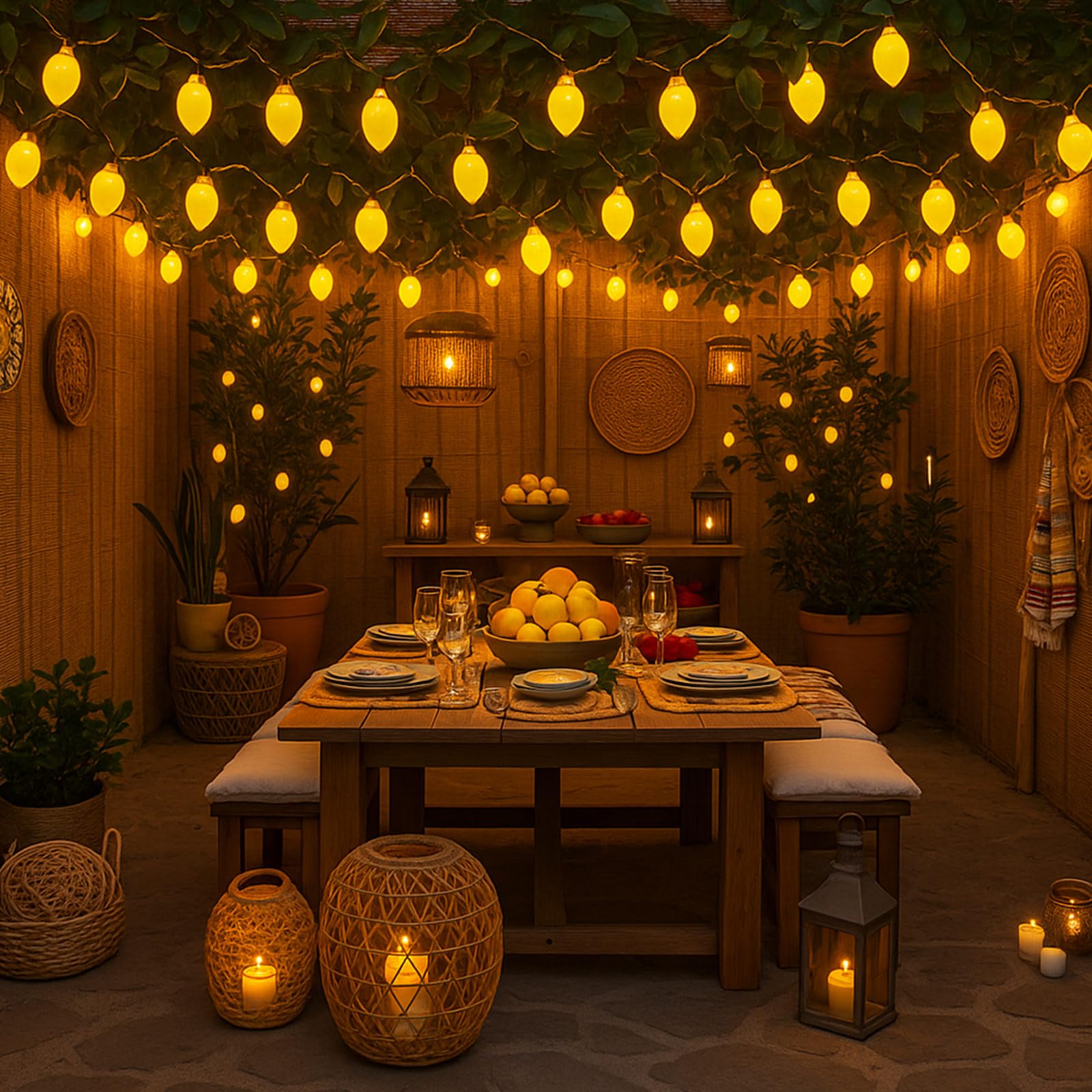 Baquler Stringa di luci LED 3D a forma di limone, a batteria, 3 m, 20 LED, con rami, foglie, luci fatate, per camera da letto, compleanno, giardino, decorazioni per feste