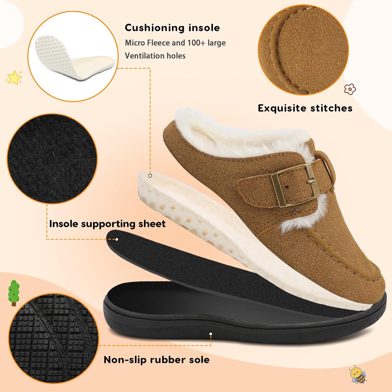 JOINFREE Toddler Slippers Warm Kids Girl Fuzzy House Mules Slippers Boys Wide Toe Slip On Moccasins Slipper Bedroom Memory Foam Home Clogs Shoes Indoor Outdoor Loafers - Image 7