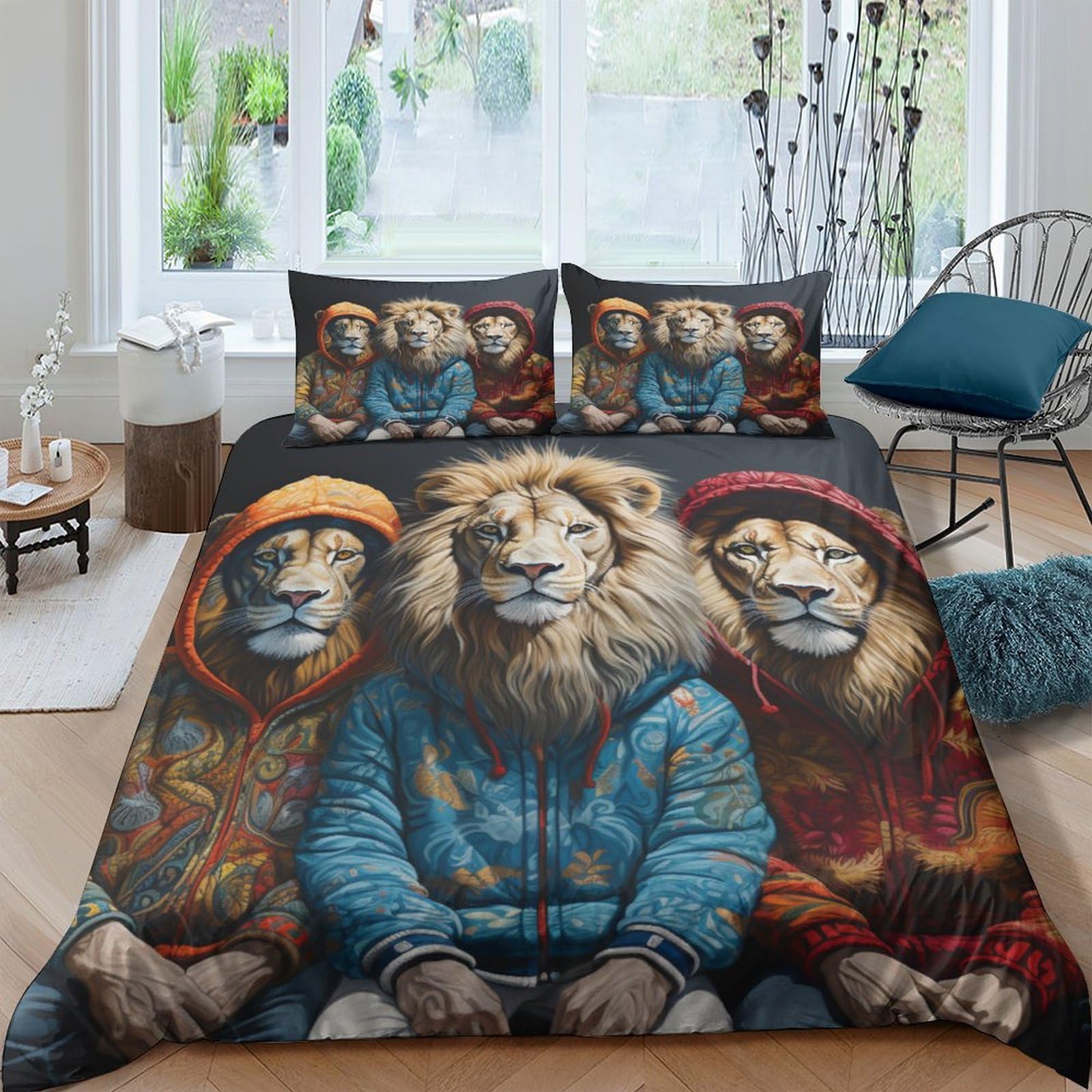 Housse de couette double ICOBES Animals in Clothes en microfibre 200x200 cm avec 2 taies d'oreiller