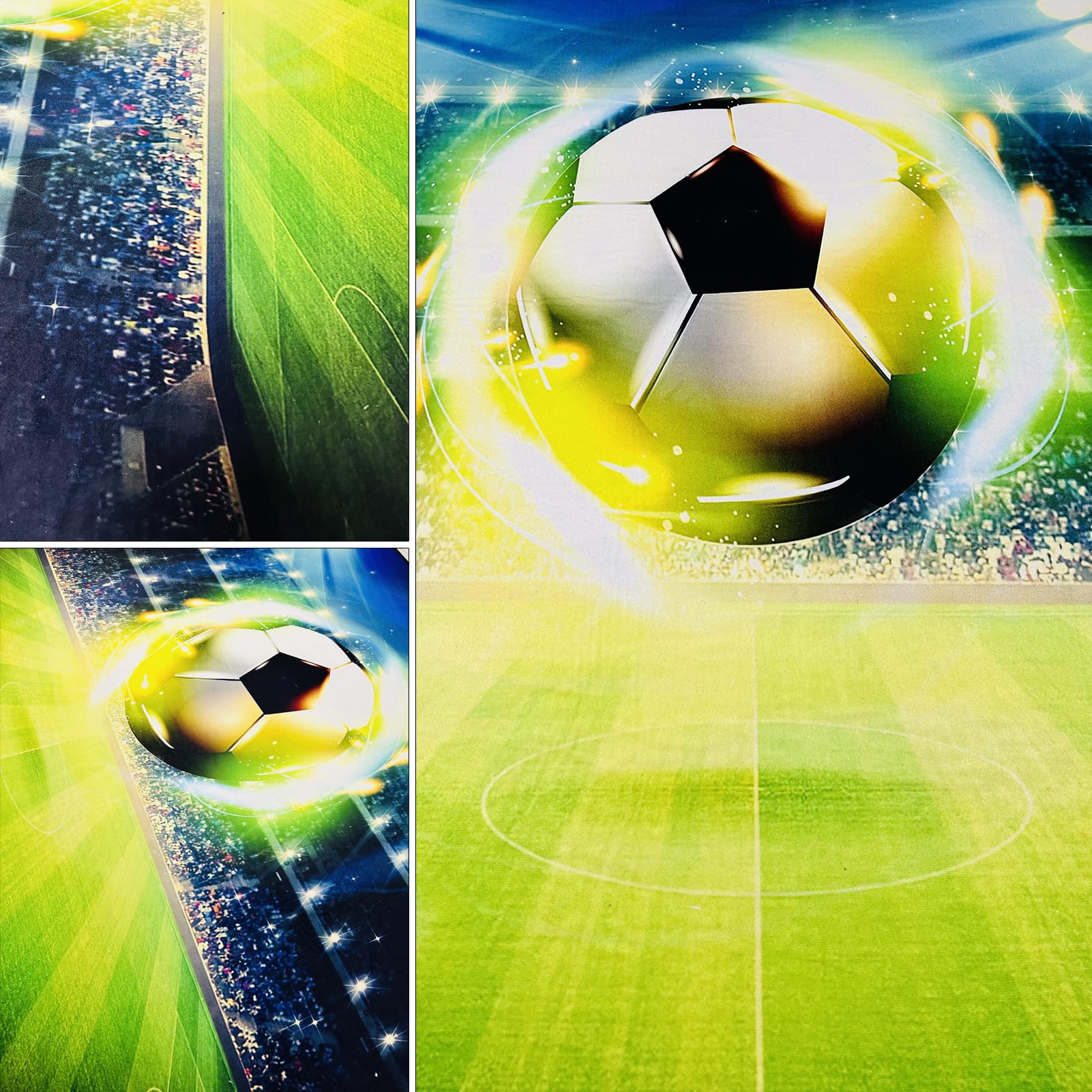 HAZARA Fußballplatz Spielteppich, Eisfeuer Fußball Bedruckt Großflächige Teppiche Sport rutschfest Spielteppich 3D Fußball Mit Flammen Bedruckten Teppichen Für Schlafzimmer(A,120x160cm/47x63in)