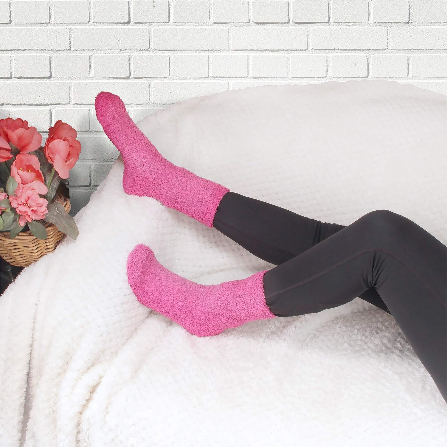 BambooMN Super Soft Warm Microfiber Fun Fuzzy Cozy Home Socks - 8 Pair Value Pack