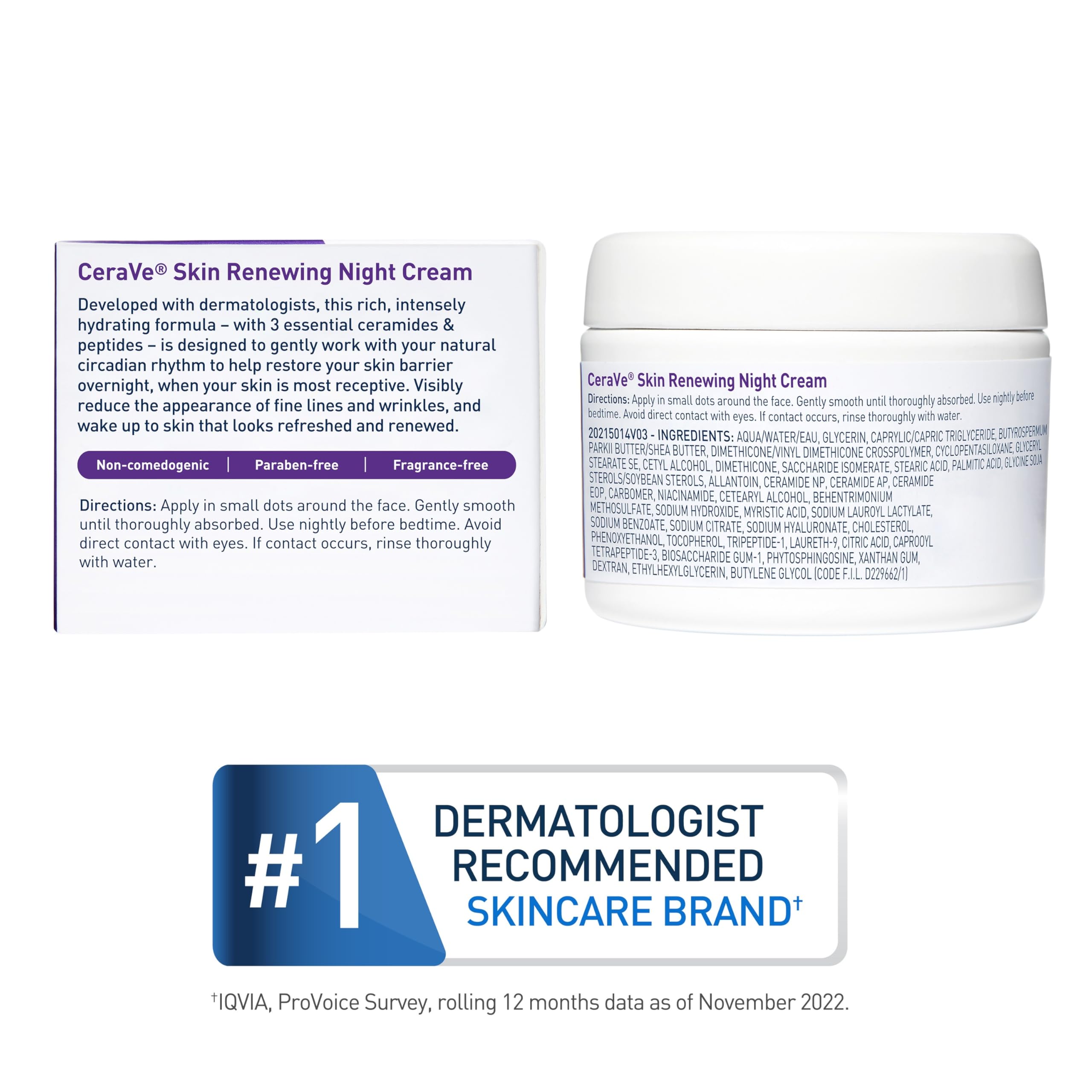 Amazon.com: CeraVe Skin Renewing Night Cream, Niacinamide, Peptide