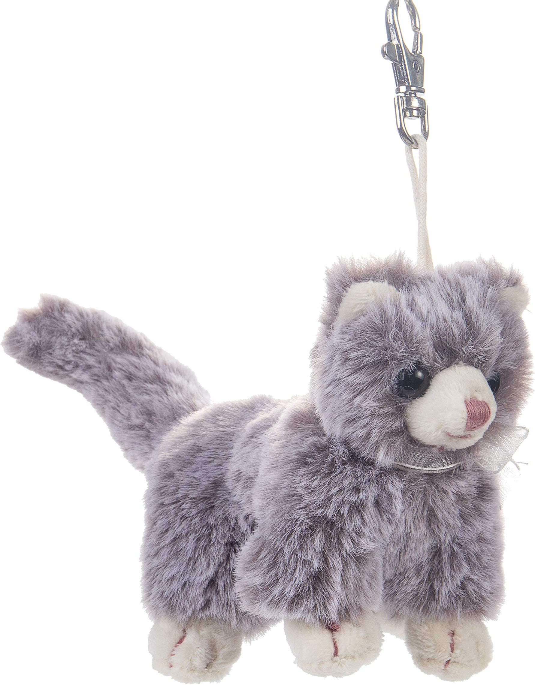 DILLY DUDU Gray cat/Kitten Stuffed Animal Plush keychain 4-Inch