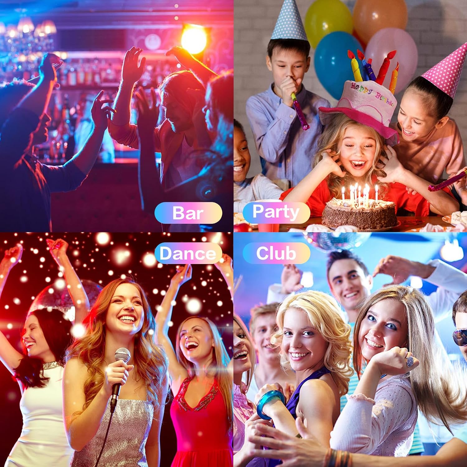 Disco Lights for Parties, Colorful Rotating Magic Ball Lights with 2 Light Bulbs, RGB LED Stage DJ Light for Home Room Dance Parties Birthday Karaoke Halloween Christmas Wedding Show Club Decorations