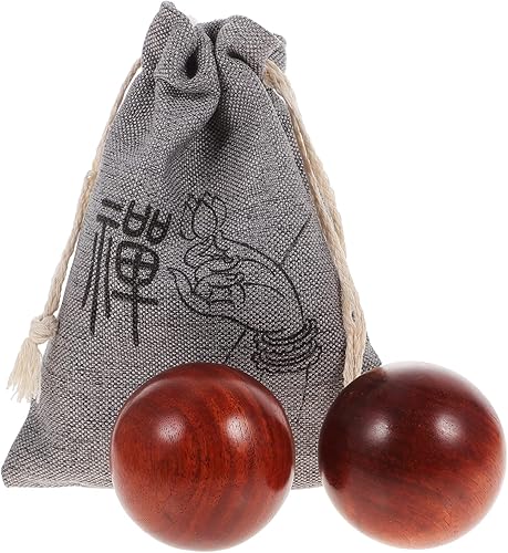 Miniatura 2 de STOBOK Baoding - Bolas de entrenamiento de mano de madera bolas de masaje chinas para aliviar el estrés ejercicio de mano bolas de masaje