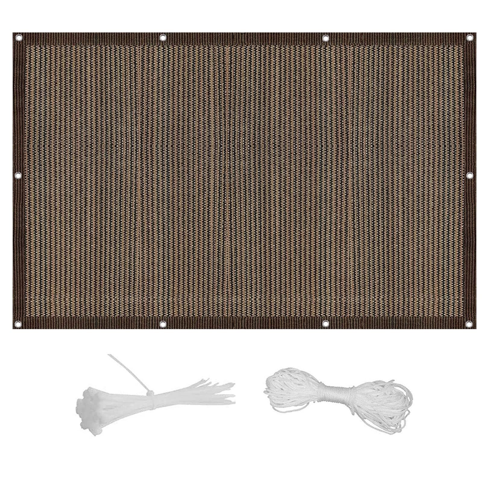 Filet d'ombrage rectangulaire 3,4 x 9,5 m auvent de terrasse marron avec oeillets anti-UV