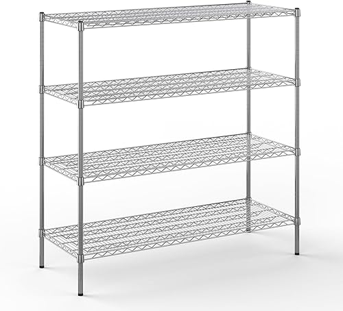 Miniatura 36 de Kit de estantería de alambre cromado de 4 niveles de 24 pulgadas de profundidad x 24 pulgadas de ancho x 64 pulgadas de alto Unidad de estante