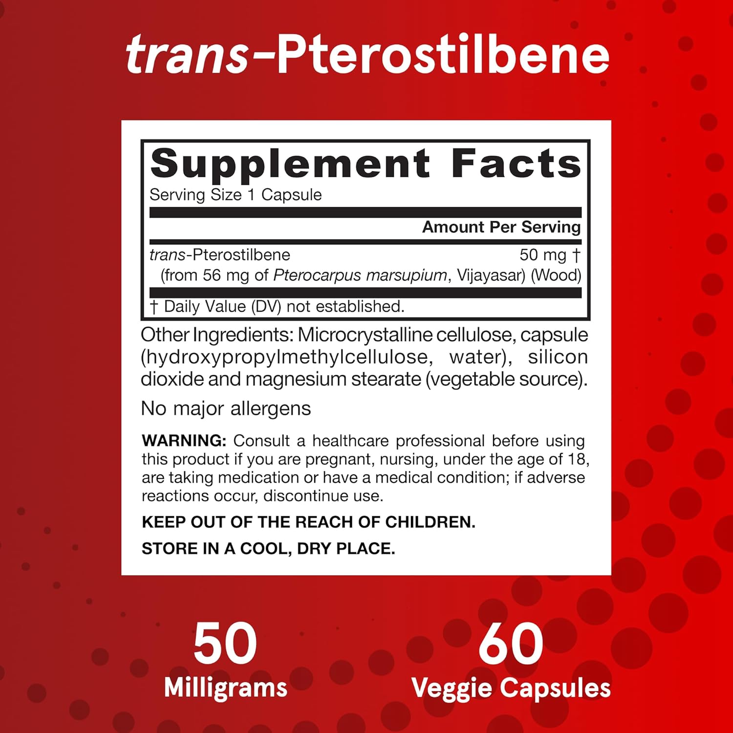 ® Pterostilbene 50mg for Antioxidant Support, Dietary