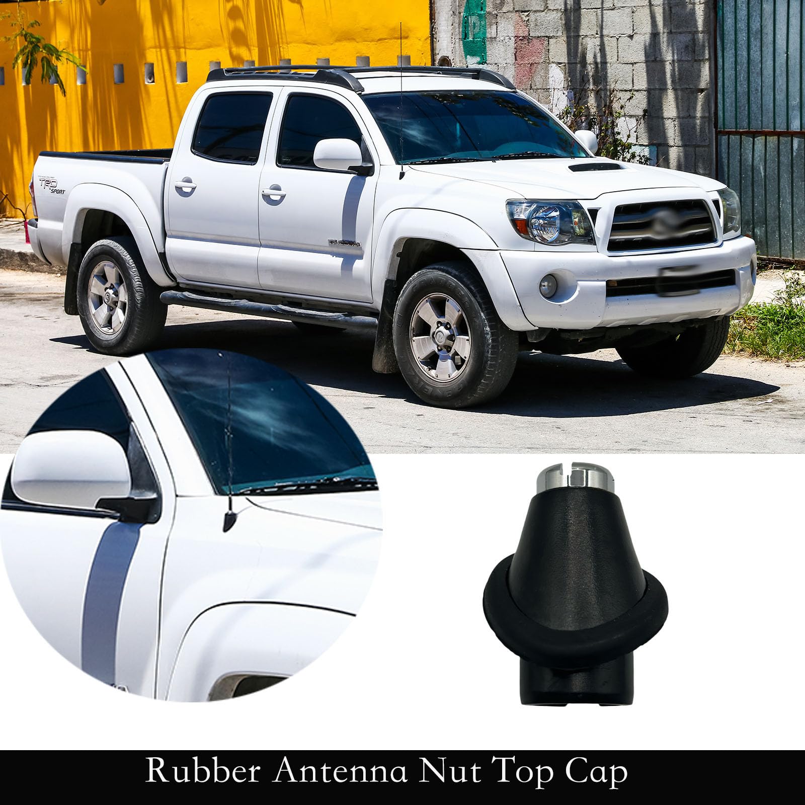 HLVEAUTO Rubber Manual Antenna Nut Top Cap for Toyota Tacoma 1995-2003 Oval Shape Heat Resistant Replacement 86396-04010/8639604010 Black