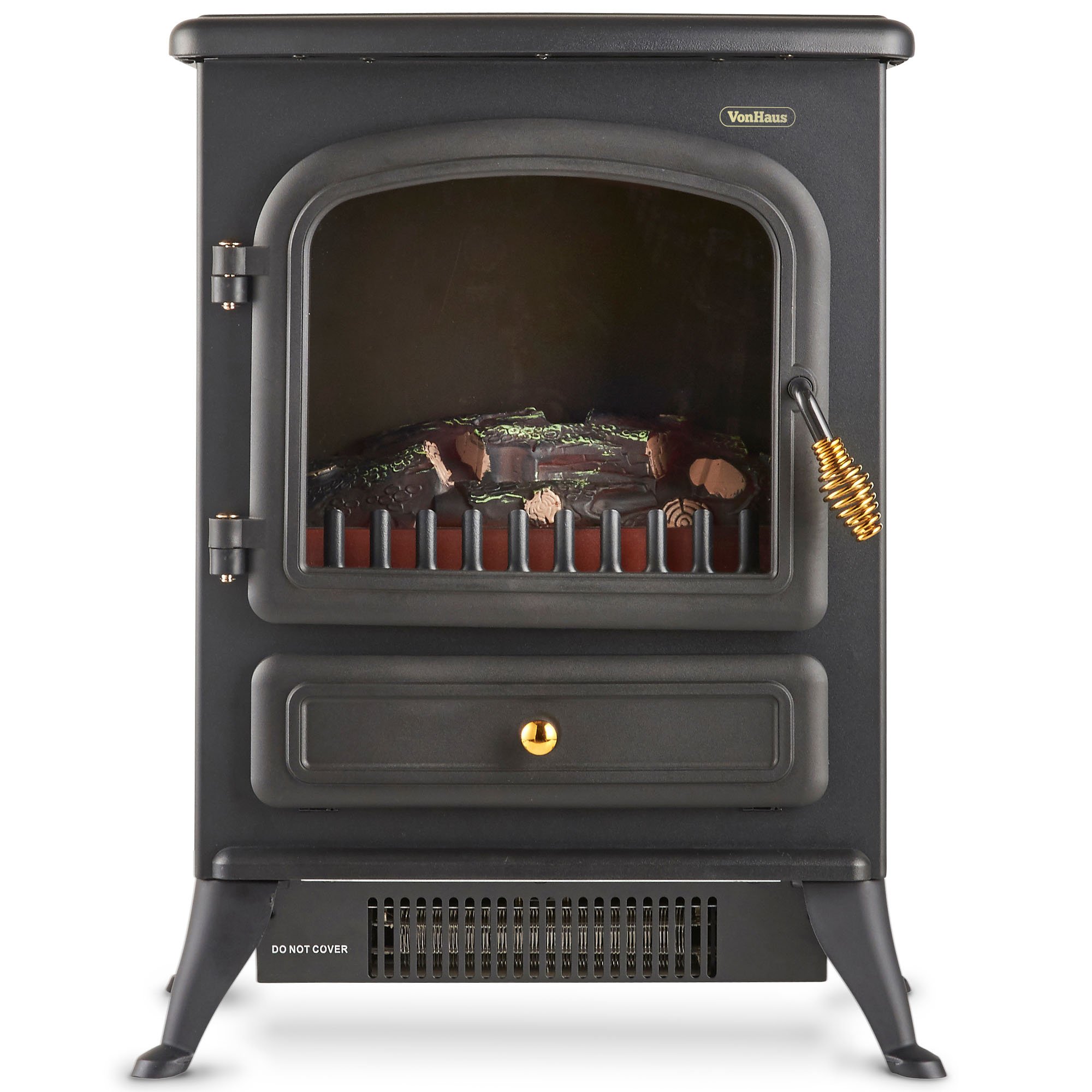 VonHaus Electric Stove Heater 1850W Freestanding Fireplace with Wood