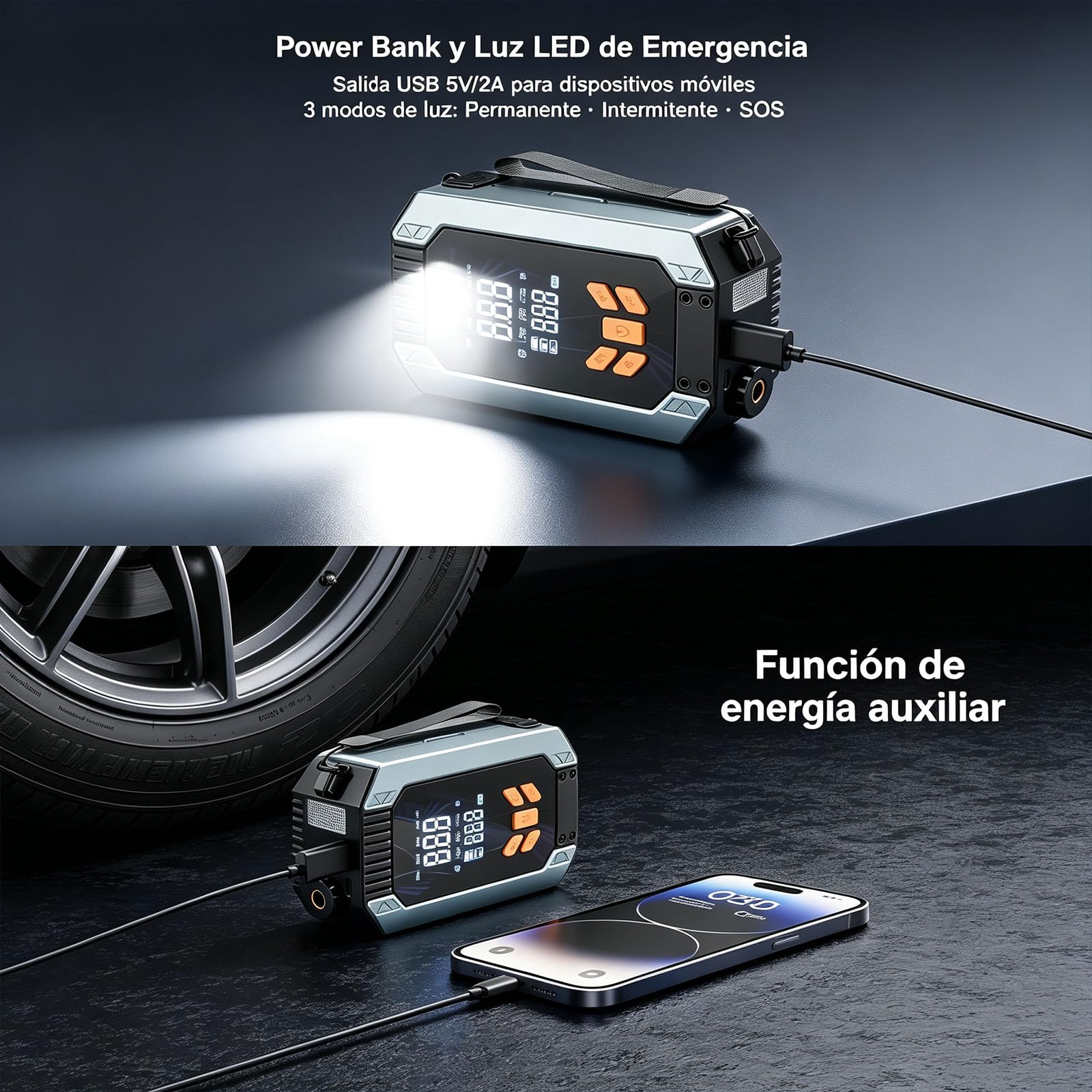 Compresor Aire Portatil Inflador Ruedas Coche 150PSI 1000A