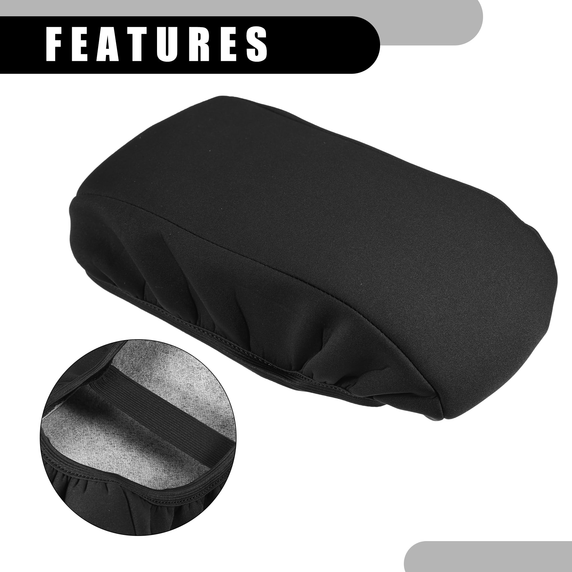 Copri Bracciolo per Consolle Centrale - Copertura Interna per Bracciolo Sedile Auto - per Ford Escape 2020-2023 Tessuto Neoprene Nero - 1 Pezzo