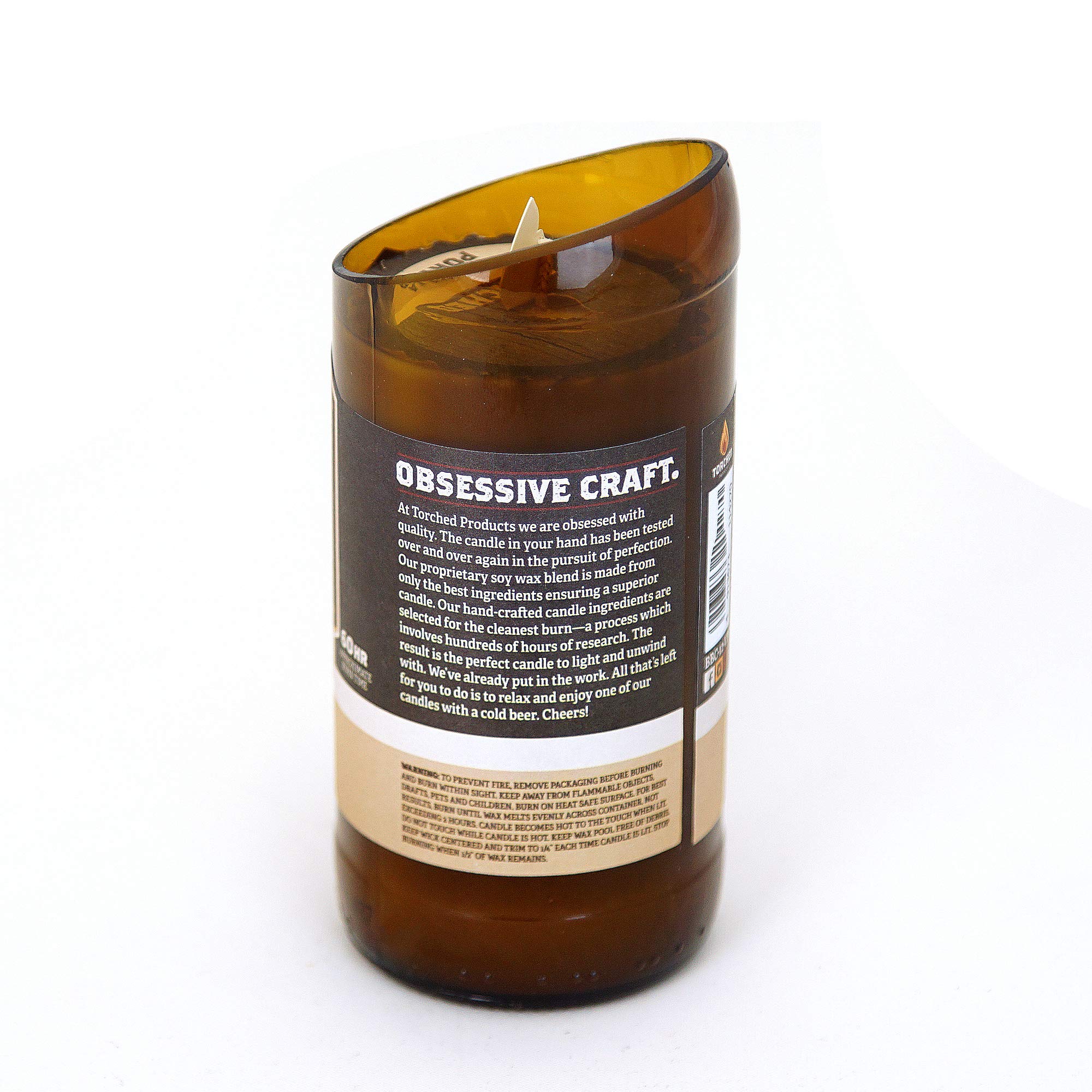Torched Beer Scented Candles | Natural Soy Wax Candle | Vanilla Porter Scent 8 oz | Makes a Great Gift for Men, Beer Lovers, and Collectors | Bar Man-Cave Decor and Accessories