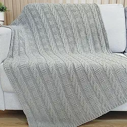 Manta de Tricô Para Sofá Poltrona Cobertor Cama Malha Encorpada 150x90cm Usufruto Decoração Sala d05 (Cinza Grafite)