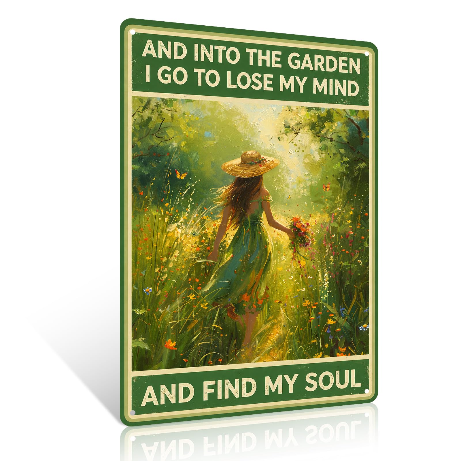Ulord Girls I Go To Lose My Mind And Find My Soul Impressionist Metal Signs For Garden 8"X12" Inspirational Quote Wall Art Decor