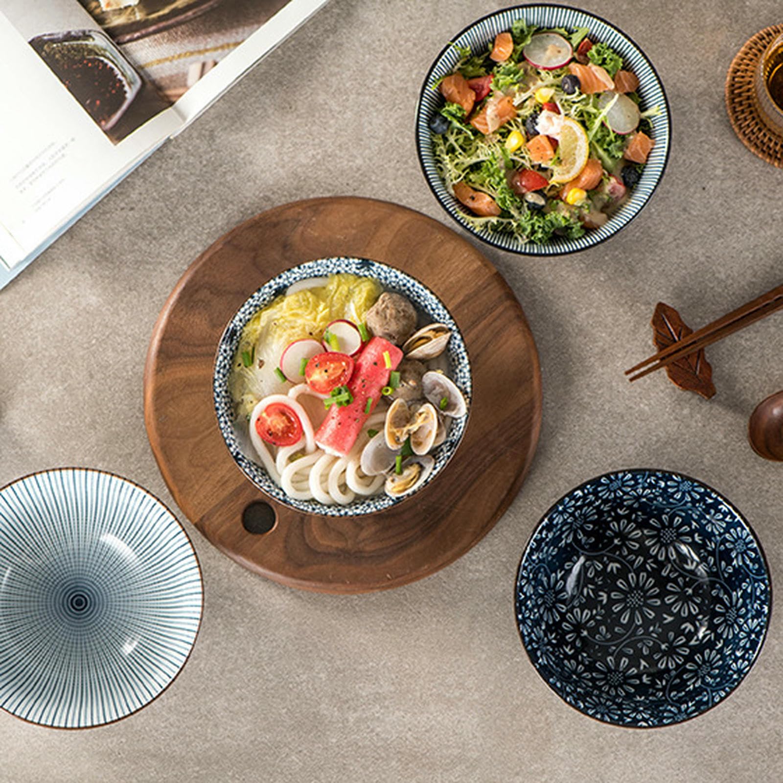Miski i talerze w stylu japońskim w stylu vintage, ceramiczna, kreatywna, minimalistyczna zastawa stołowa - talerz do zupy z makaronem