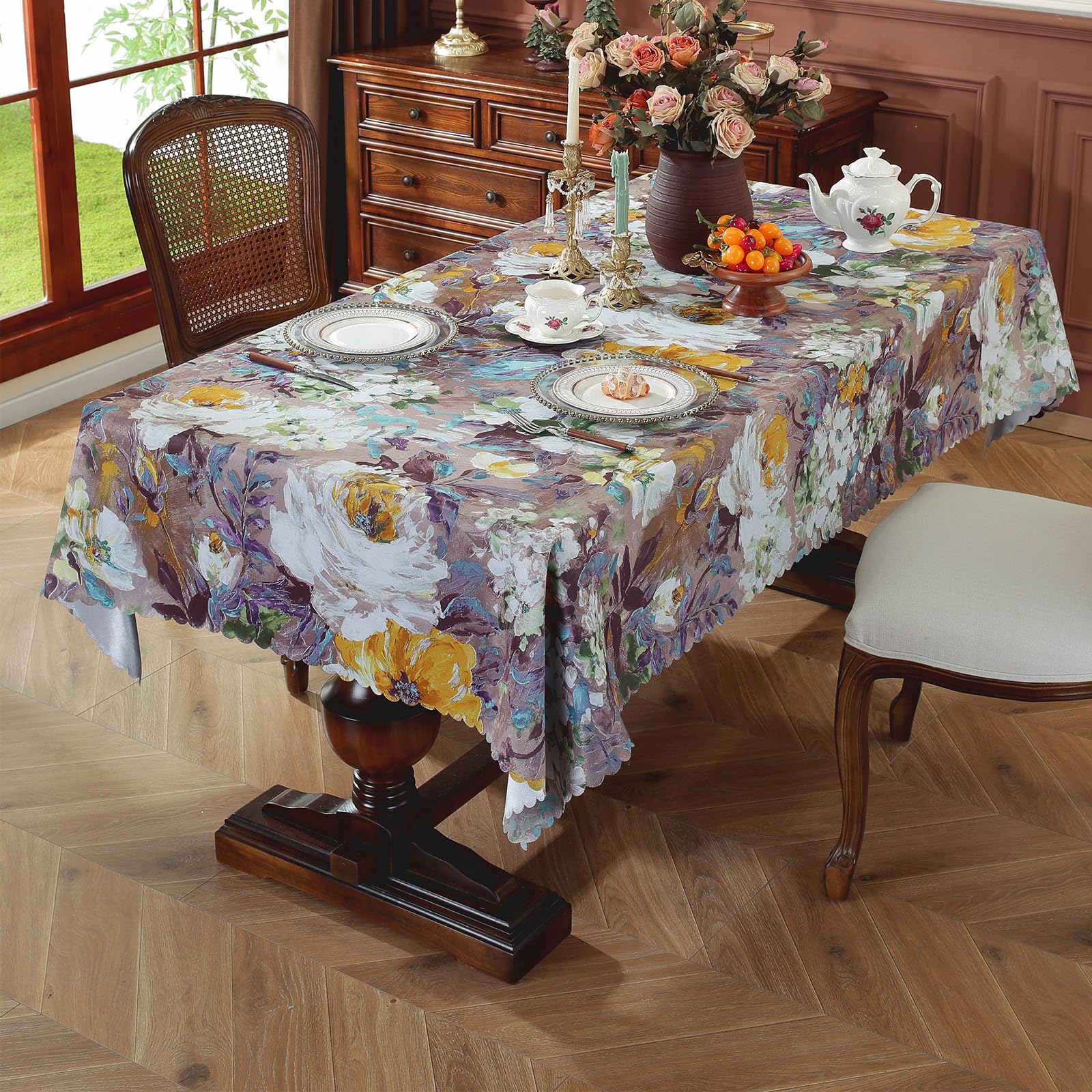 ENWIND Waterproof Rectangular Outdoor Patio Tablecloth for Party, Picnic