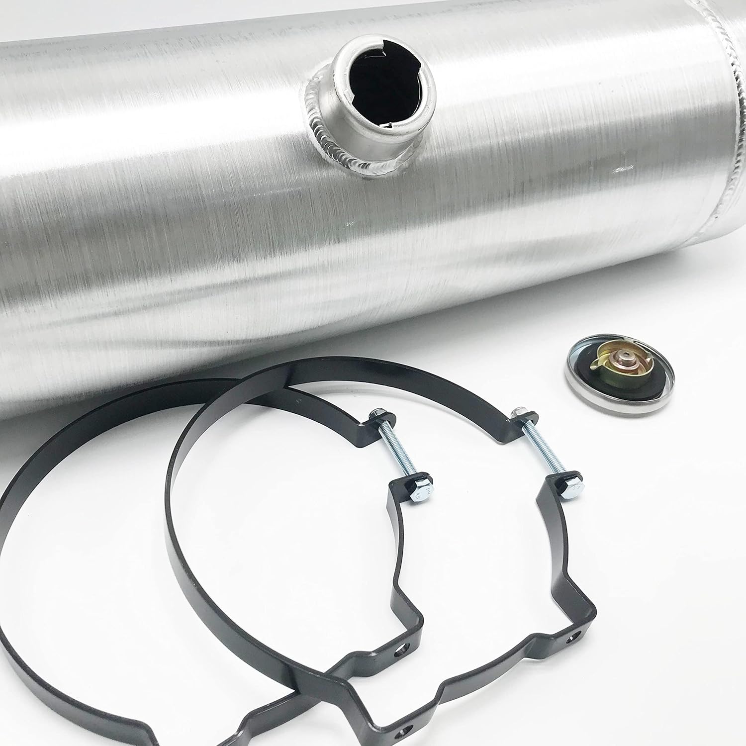 JSD 6 Gallons 8" x 28" Aluminum Spun Round Gas Tank Fuel Tank Center Fill 3/8" NPT Outlet for hotrod,ATV,UTV,dune buggy