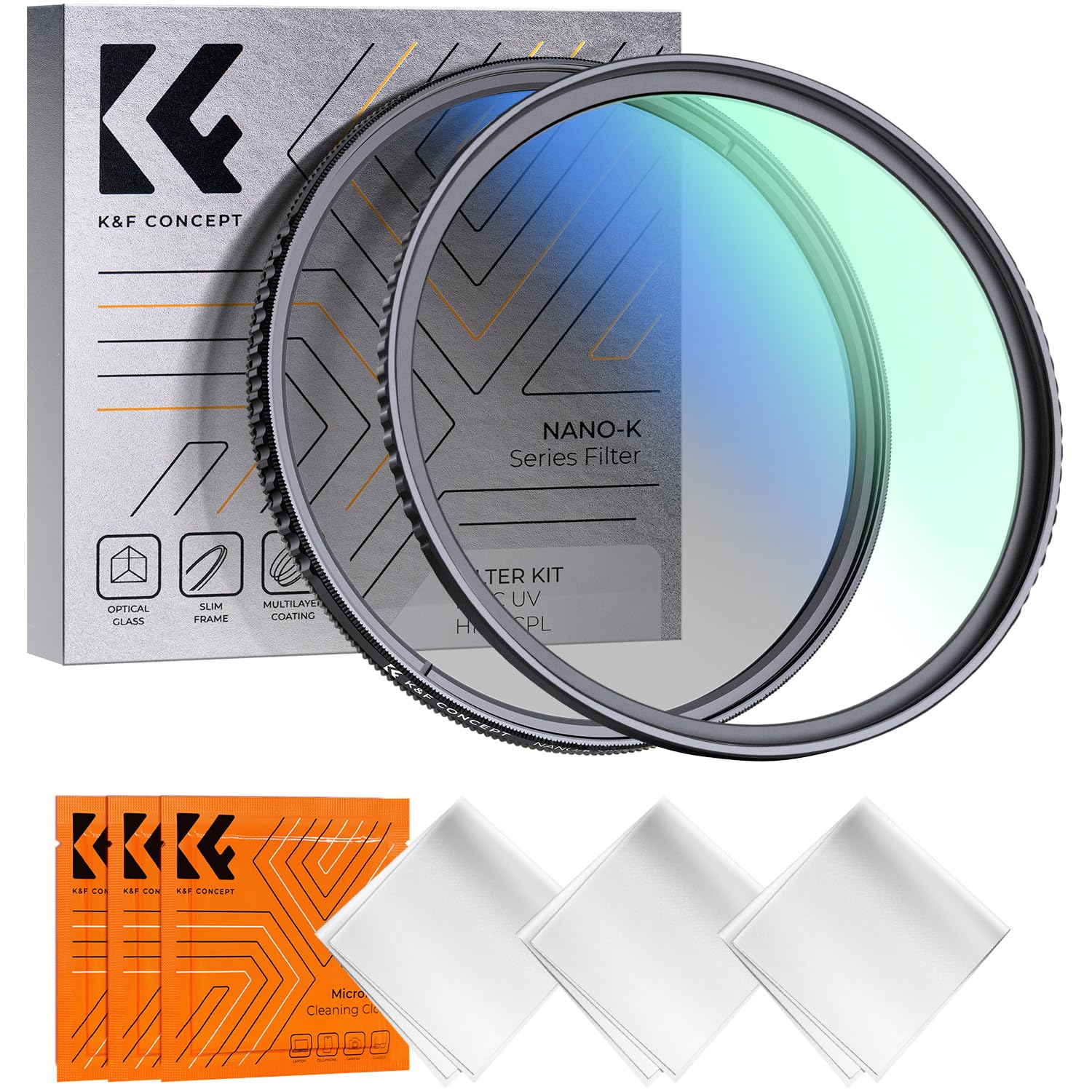 K&F Concept 67mm UV CPL Lens Filter Kit 18 Multi Layer Coatings Circular Polarizer Filter & MC UV Protection Filter Set for Camera Lens K-Series